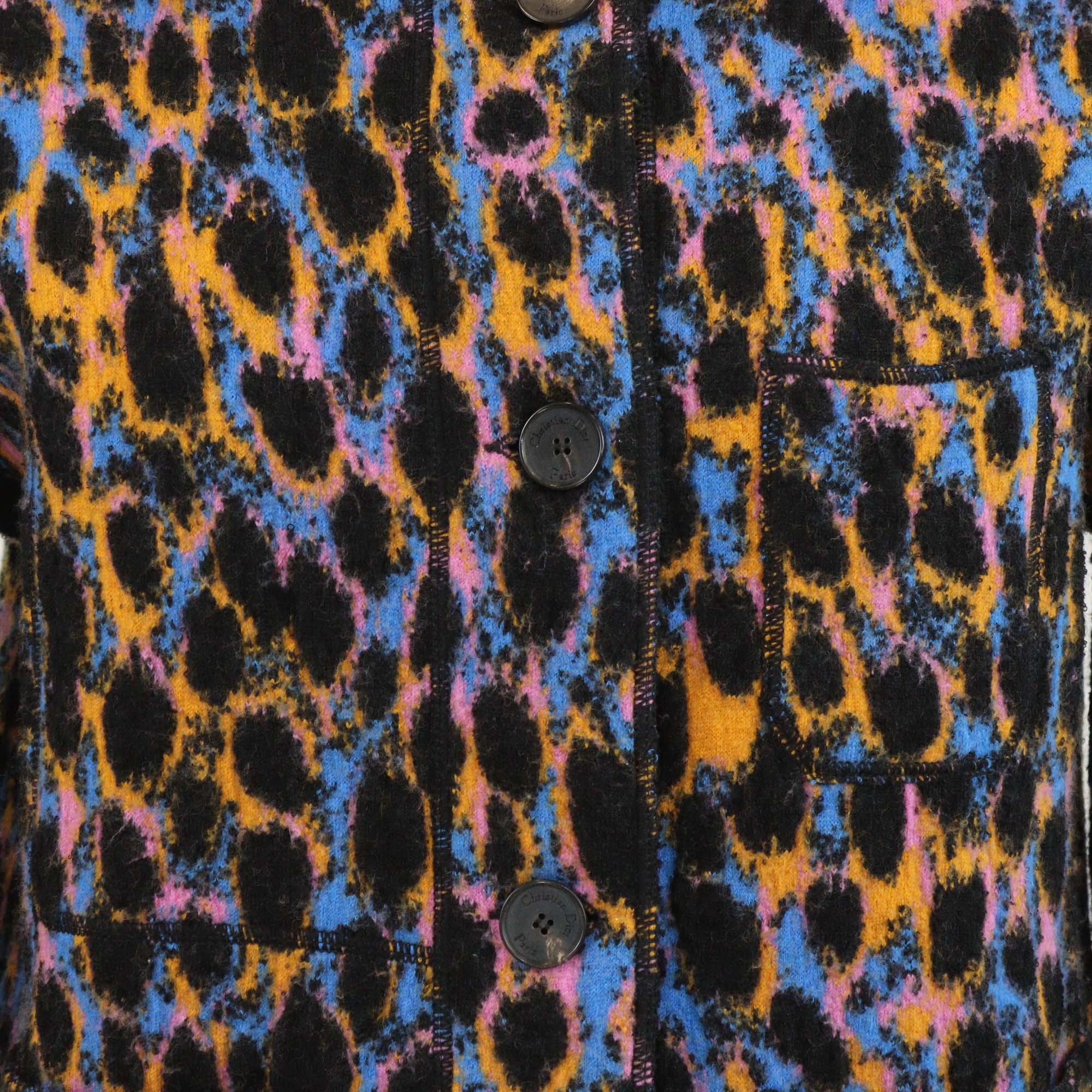 Christian Dior Multicolor Blend Wool Leopard Print Jacket
