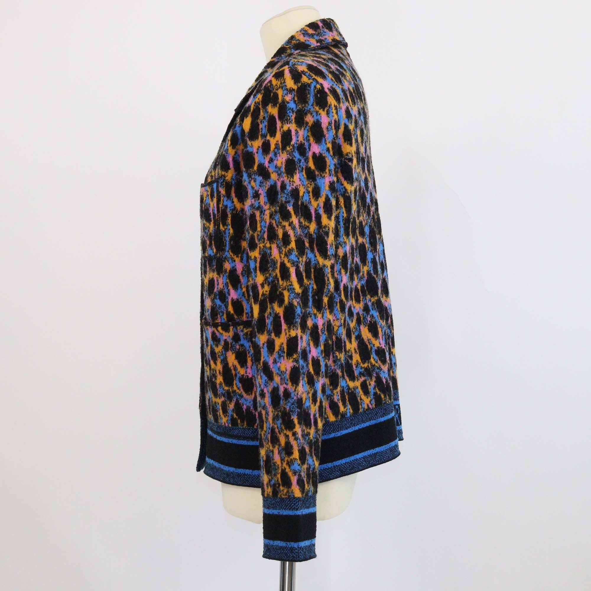 Christian Dior Multicolor Blend Wool Leopard Print Jacket