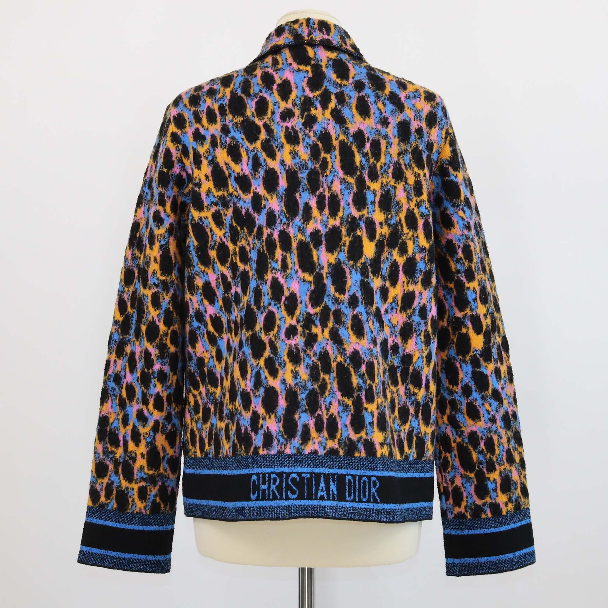 Christian Dior Multicolor Blend Wool Leopard Print Jacket