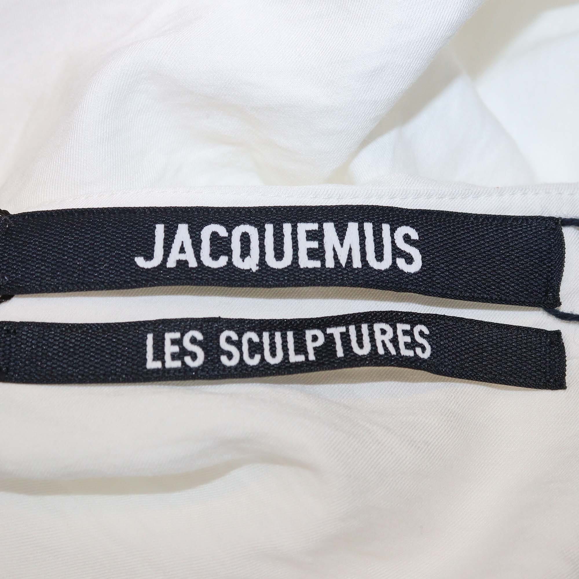 Jacquemus White Viscose Asymmetric Draped Long The Saudade Dress Womens Jacquems