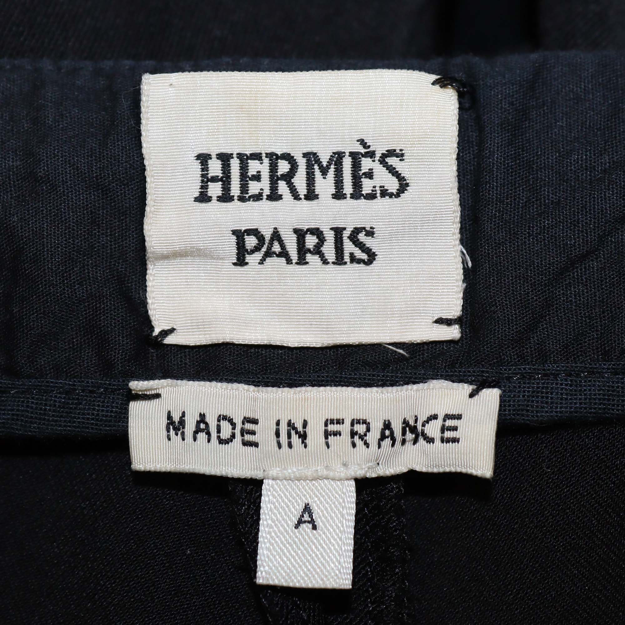 Hermes Black Cotton Nylon Blend Straight Cut Trouser