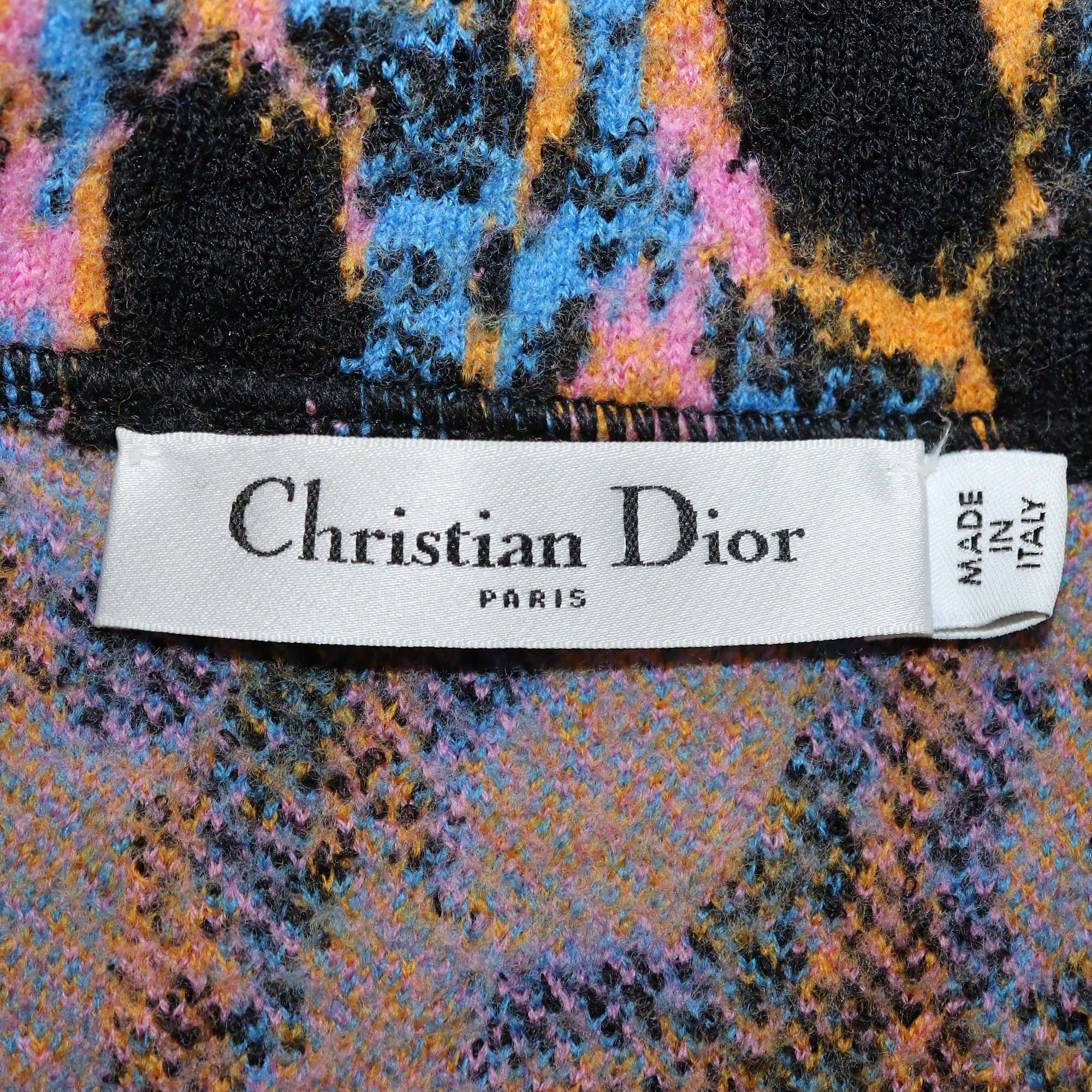 Christian Dior Multicolor Blend Wool Leopard Print Jacket