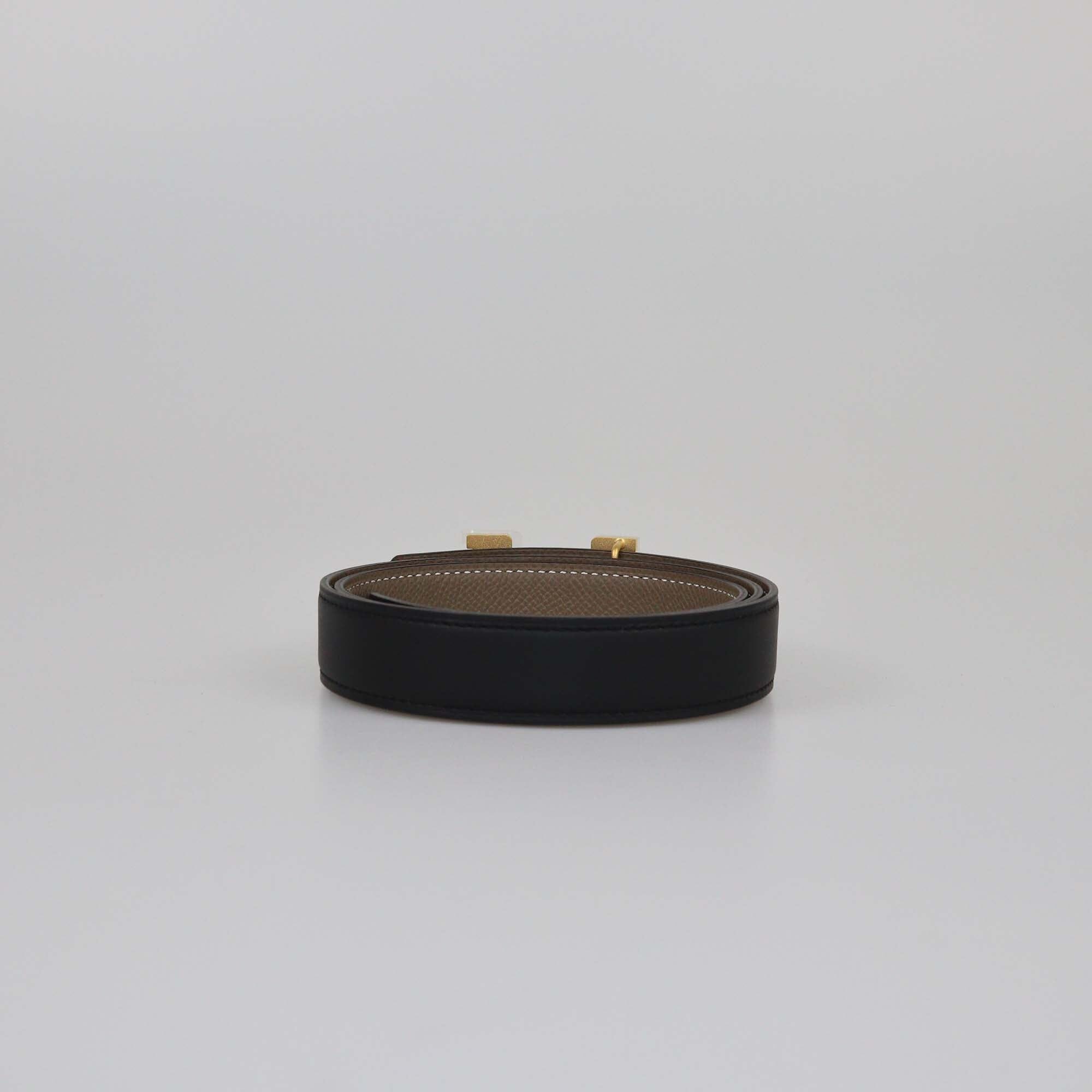 Hermes Black/Etoupe Swift & Epsom Mini Constance Reversible Belt Womens Hermes