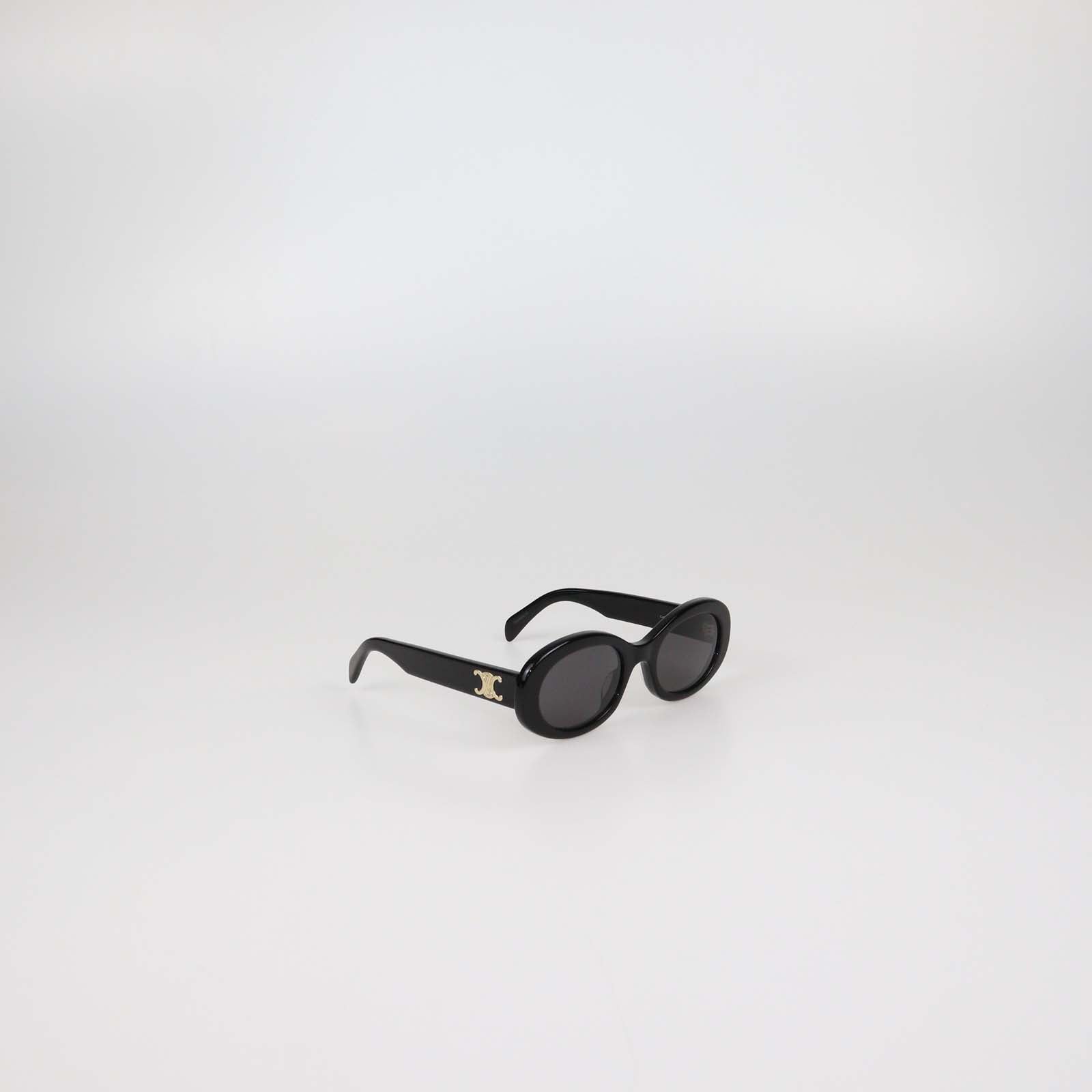 Celine Black Acetate Triomphe Oval Sunglasses