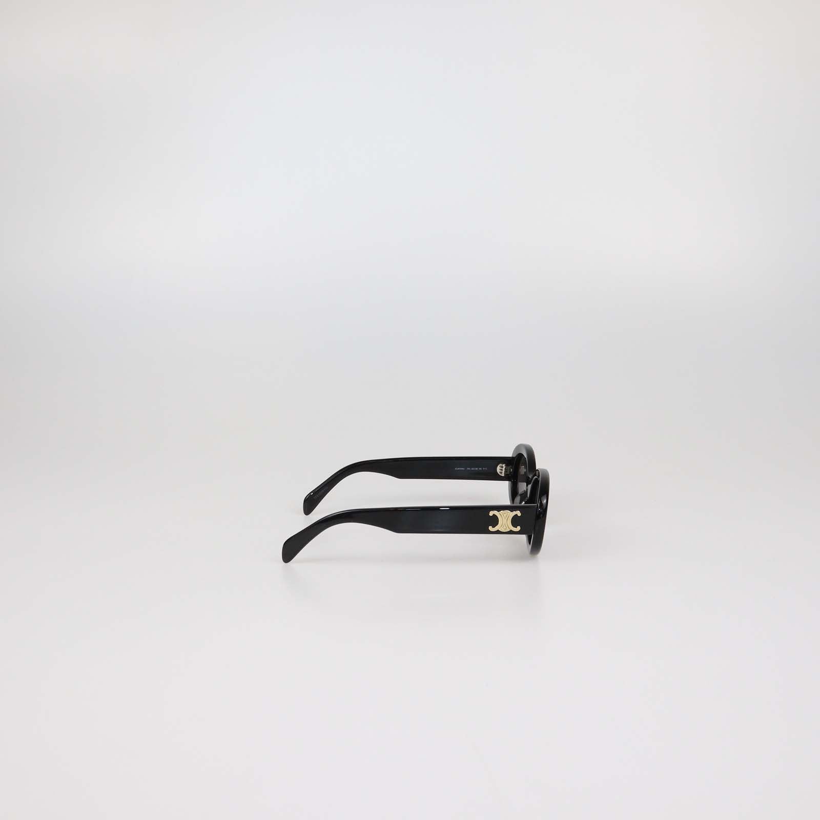 Celine Black Acetate Triomphe Oval Sunglasses