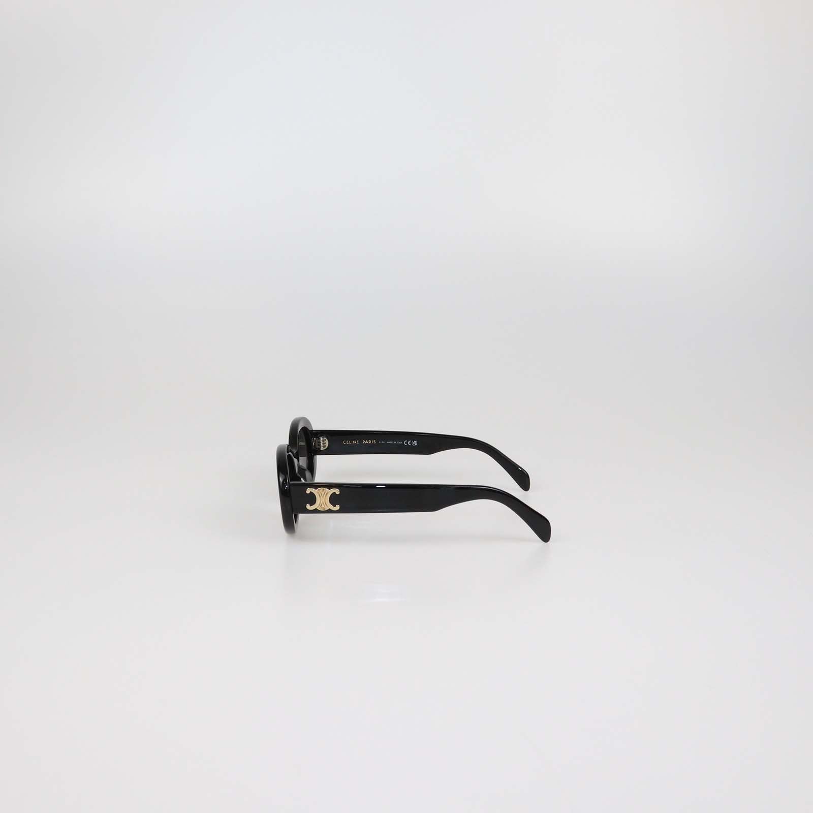 Celine Black Acetate Triomphe Oval Sunglasses