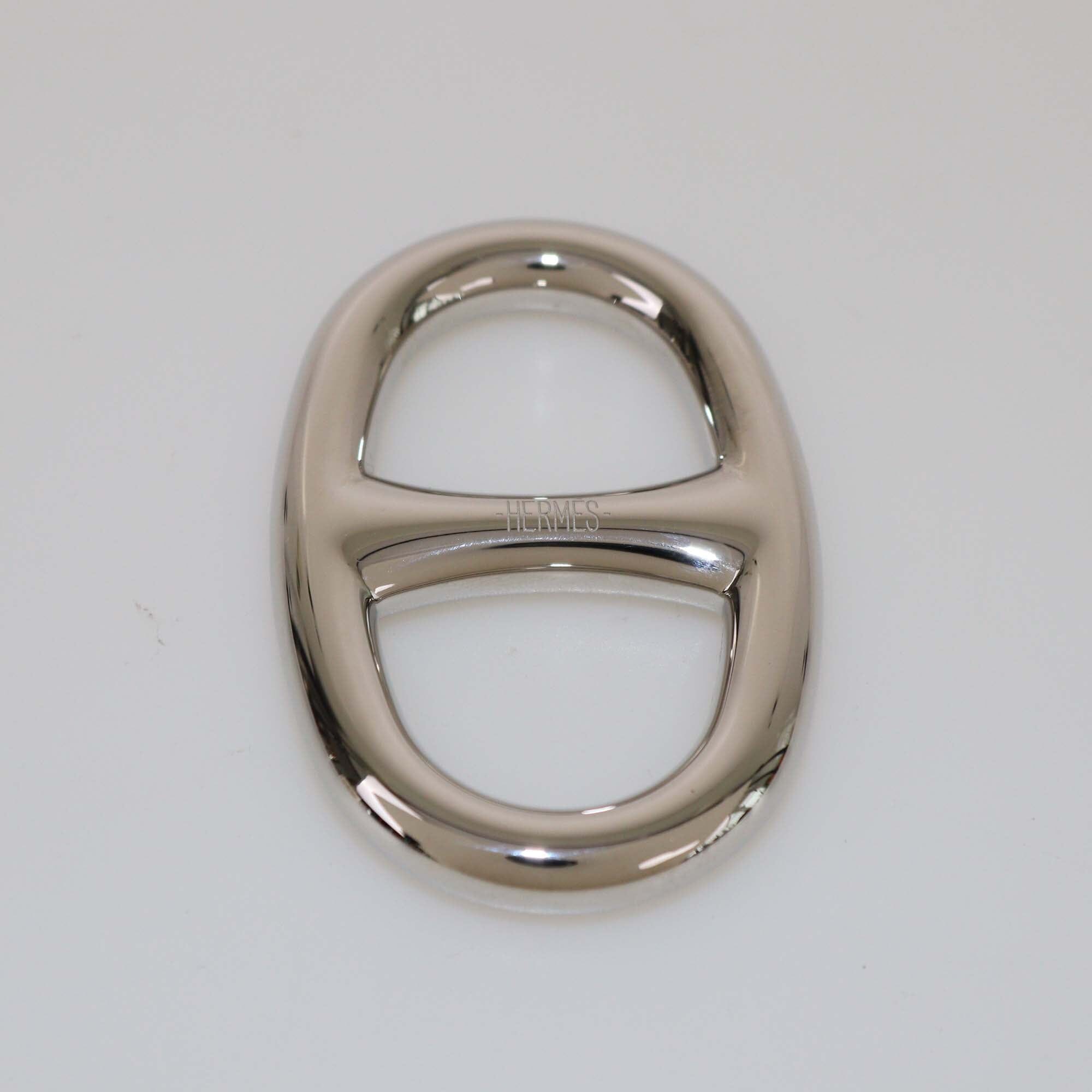 Hermes Silver Chaine d' Ancre Scarf 90 Ring Womens Hermes