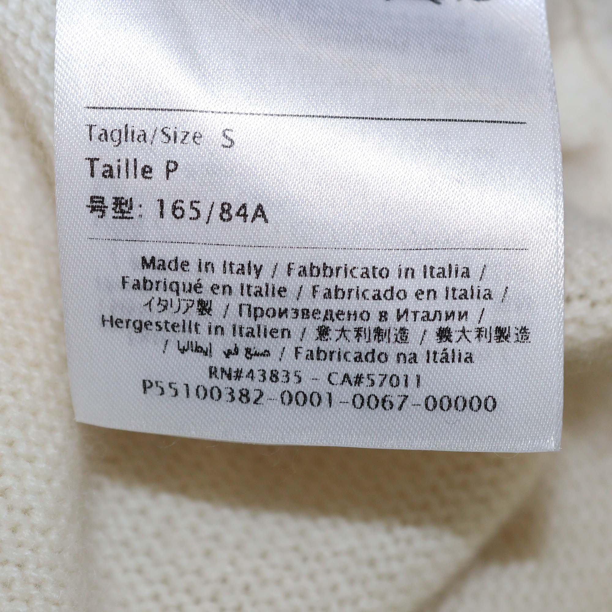 Valentino Cream Cashmere One Studded Oversized Sweater