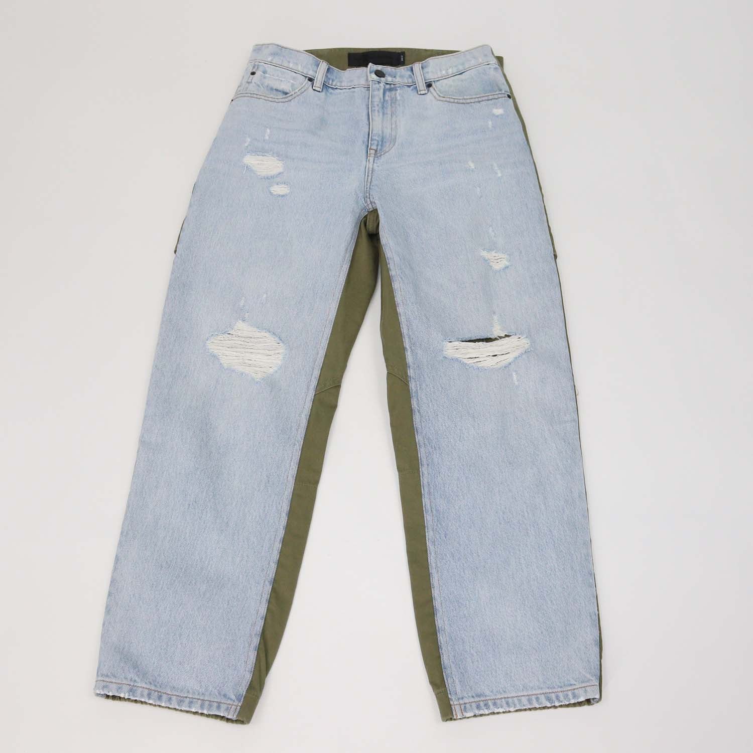 Denim X Alexander Wang Washed Blue/Khaki Slack Mix Distressed Pants