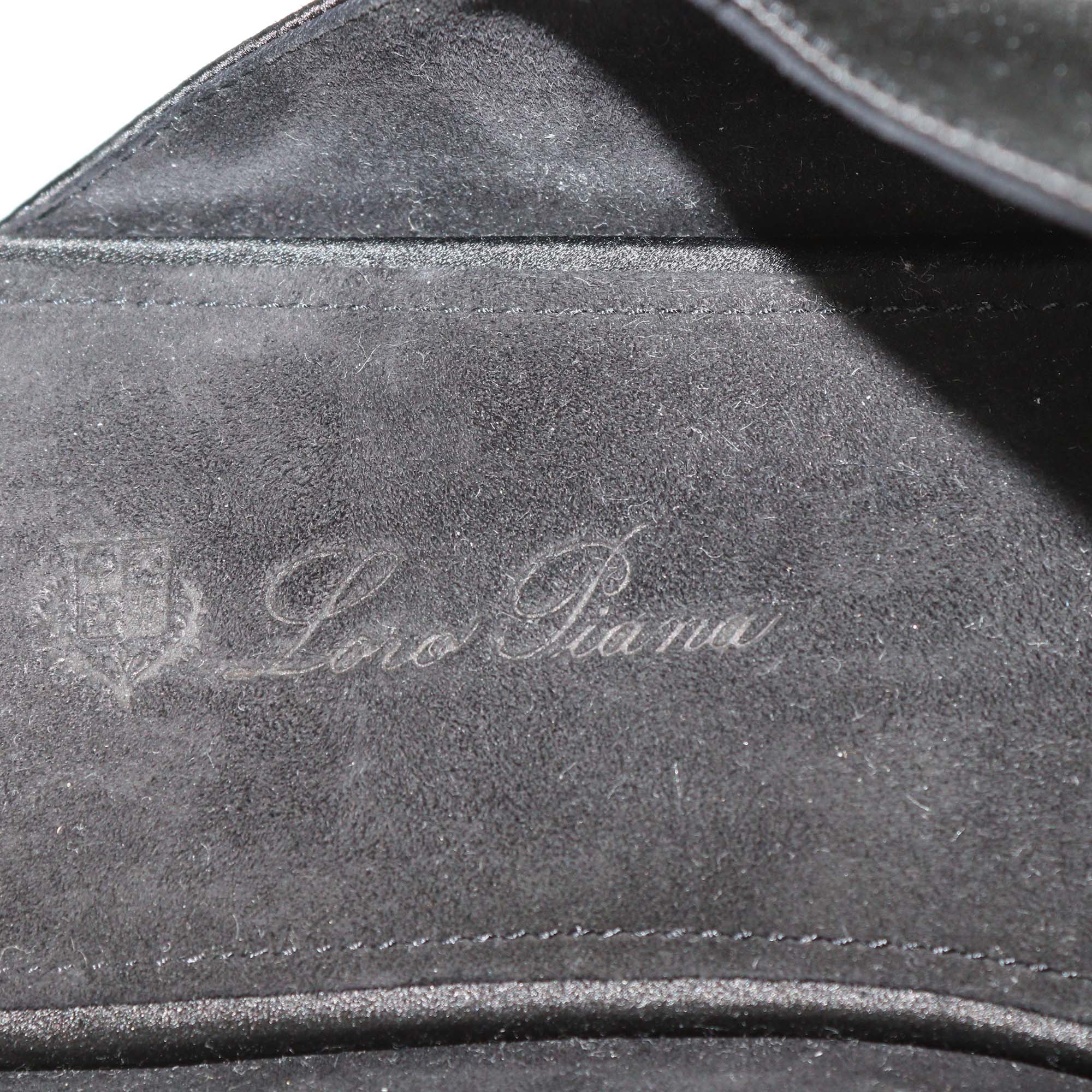 Loro Piana Black Satin Alba Flat Mules