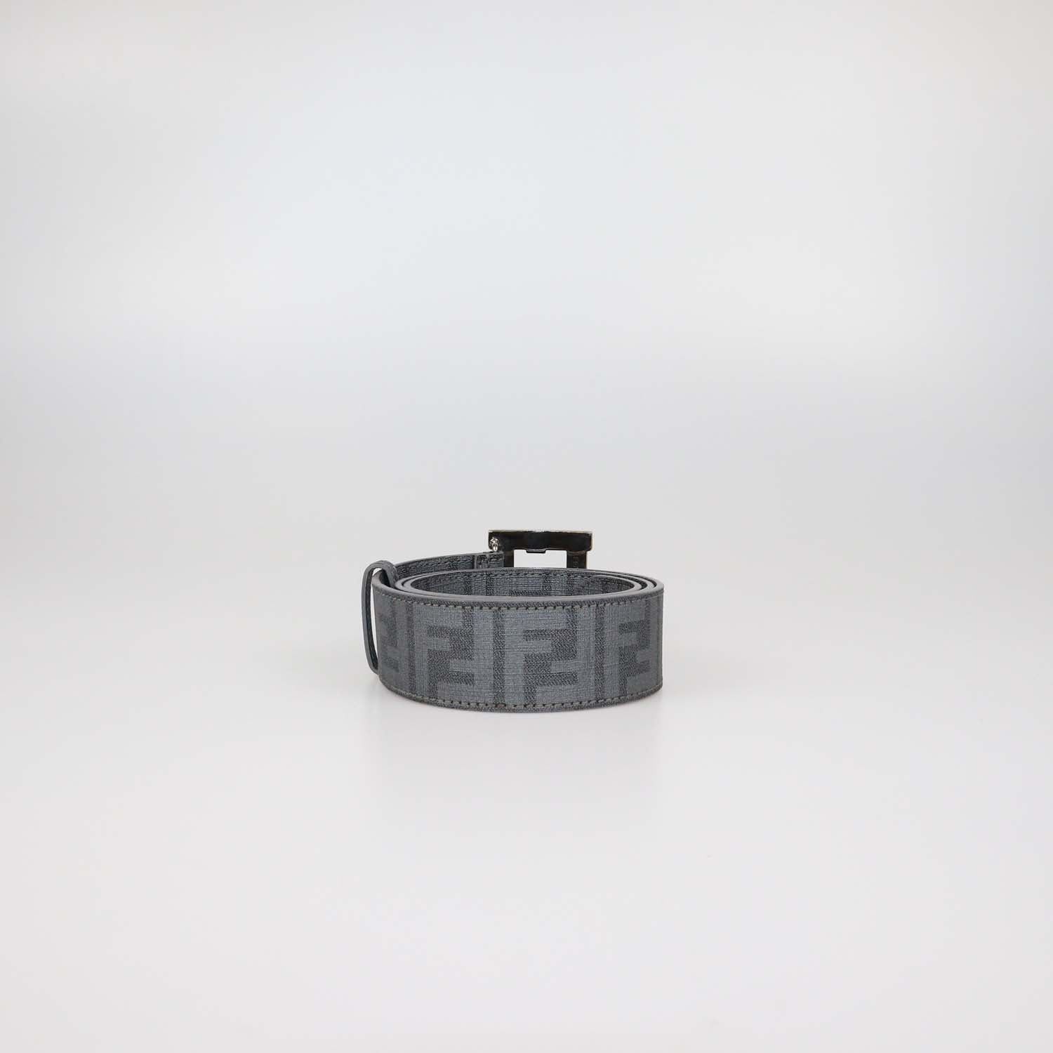Fendi Grey Zucca Coated Canvas Enamel FF Buckle Belt
