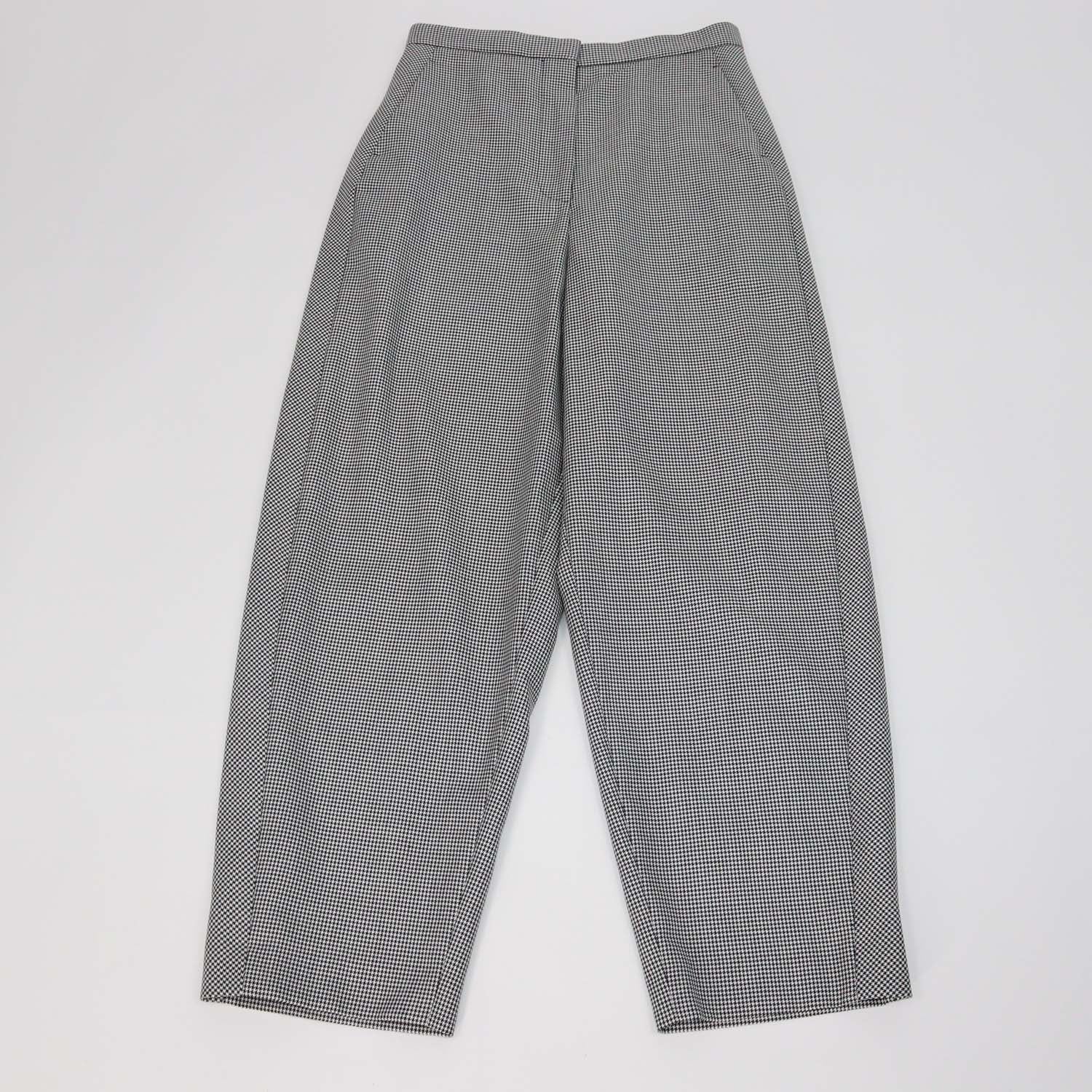 Loewe Black/White Blend Wool Checkered Wide Leg Pants