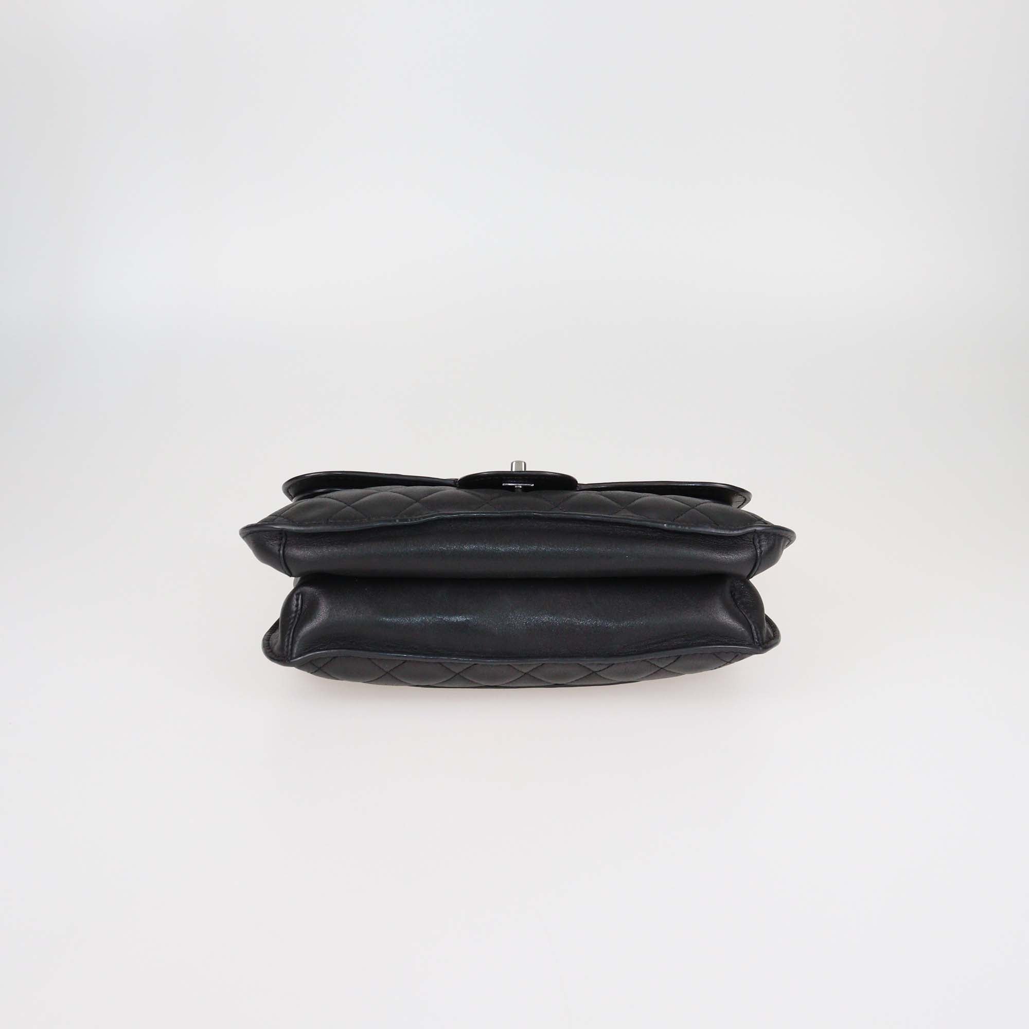 Chanel Black Quilted Leather Double Compartment Flap Bag