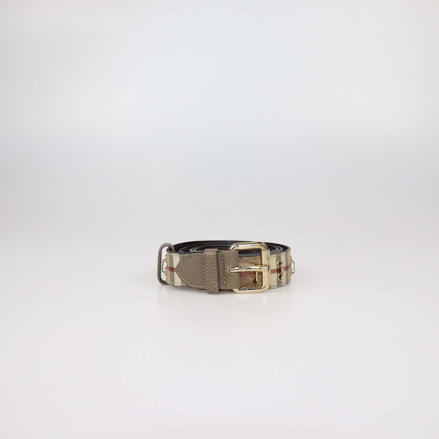 Burberry Beige Haymarket Coated Canvas Grommet Belt