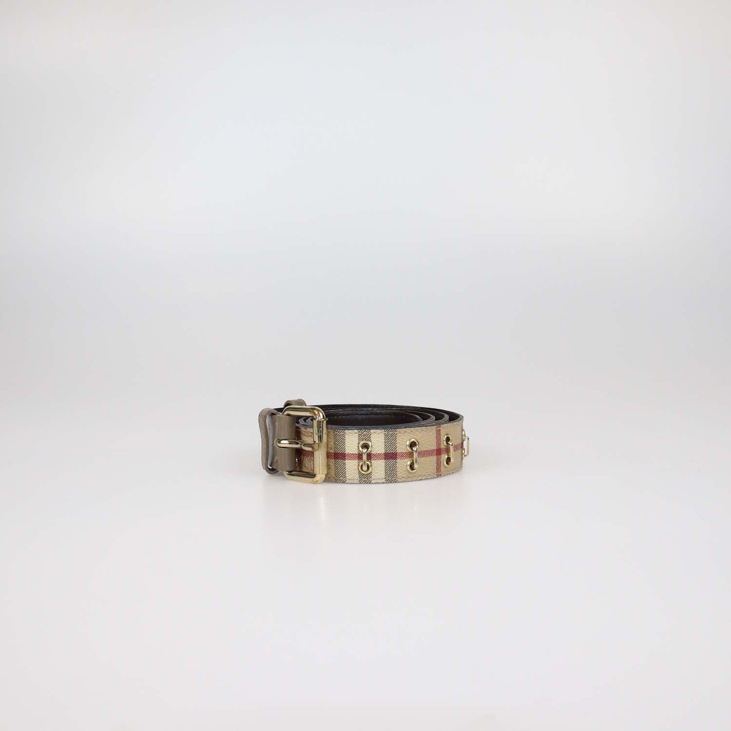 Burberry Beige Haymarket Coated Canvas Grommet Belt