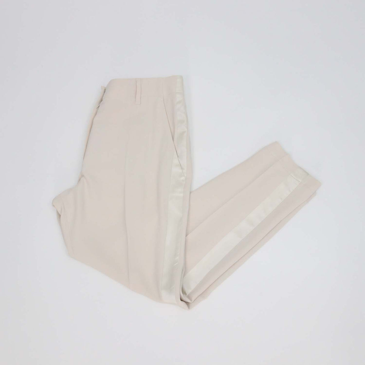 Brunello Cucinelli Ivory Acetate Silk Blend Straight Cut Pants
