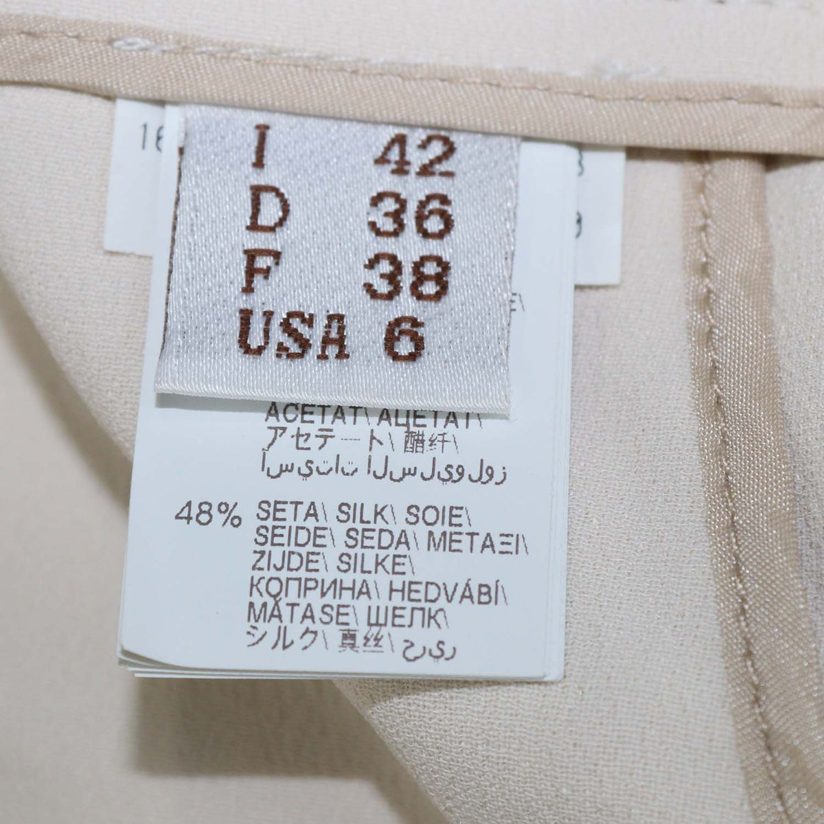 Brunello Cucinelli Ivory Acetate Silk Blend Straight Cut Pants