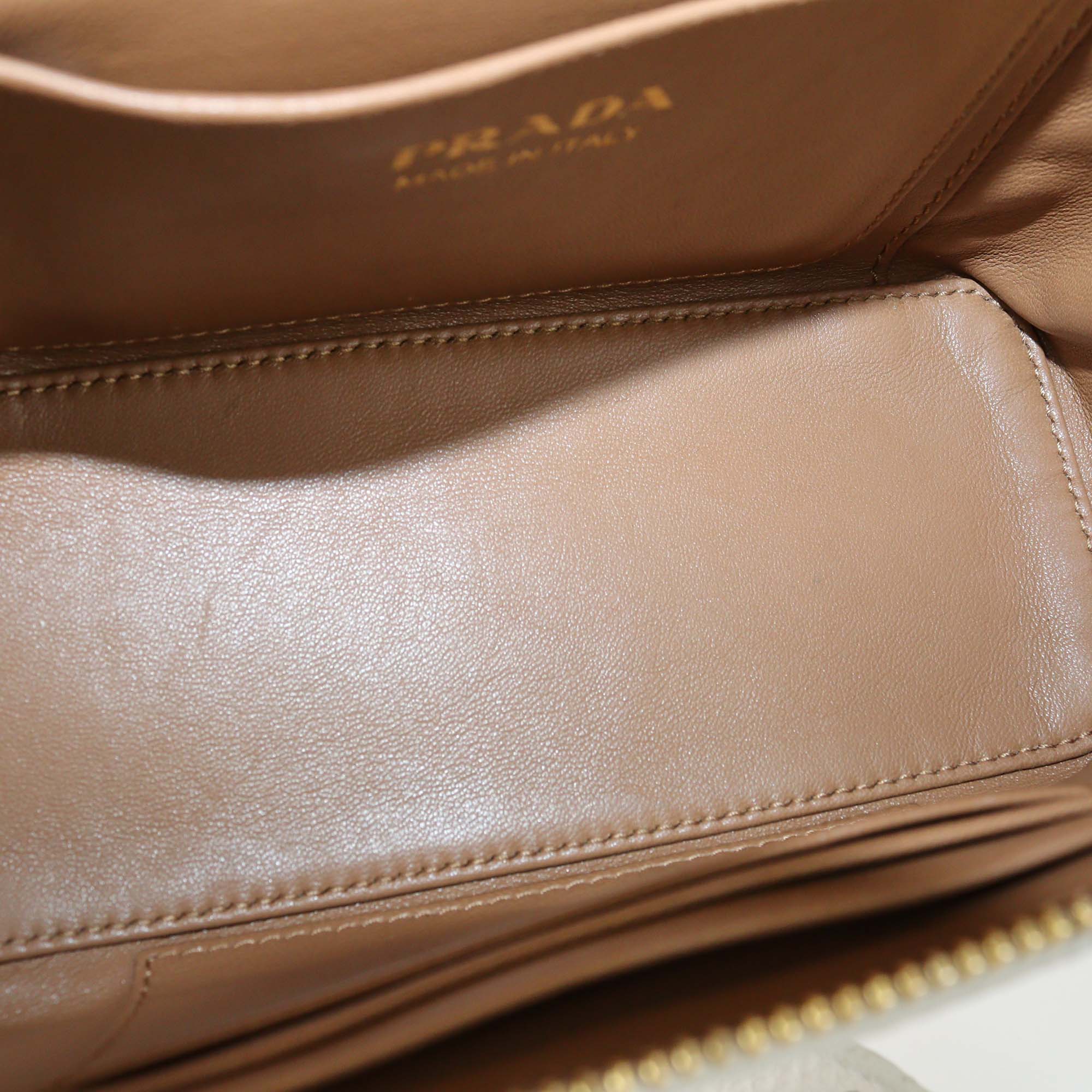 Prada White Leather Mini Vanity Top Handle Bag