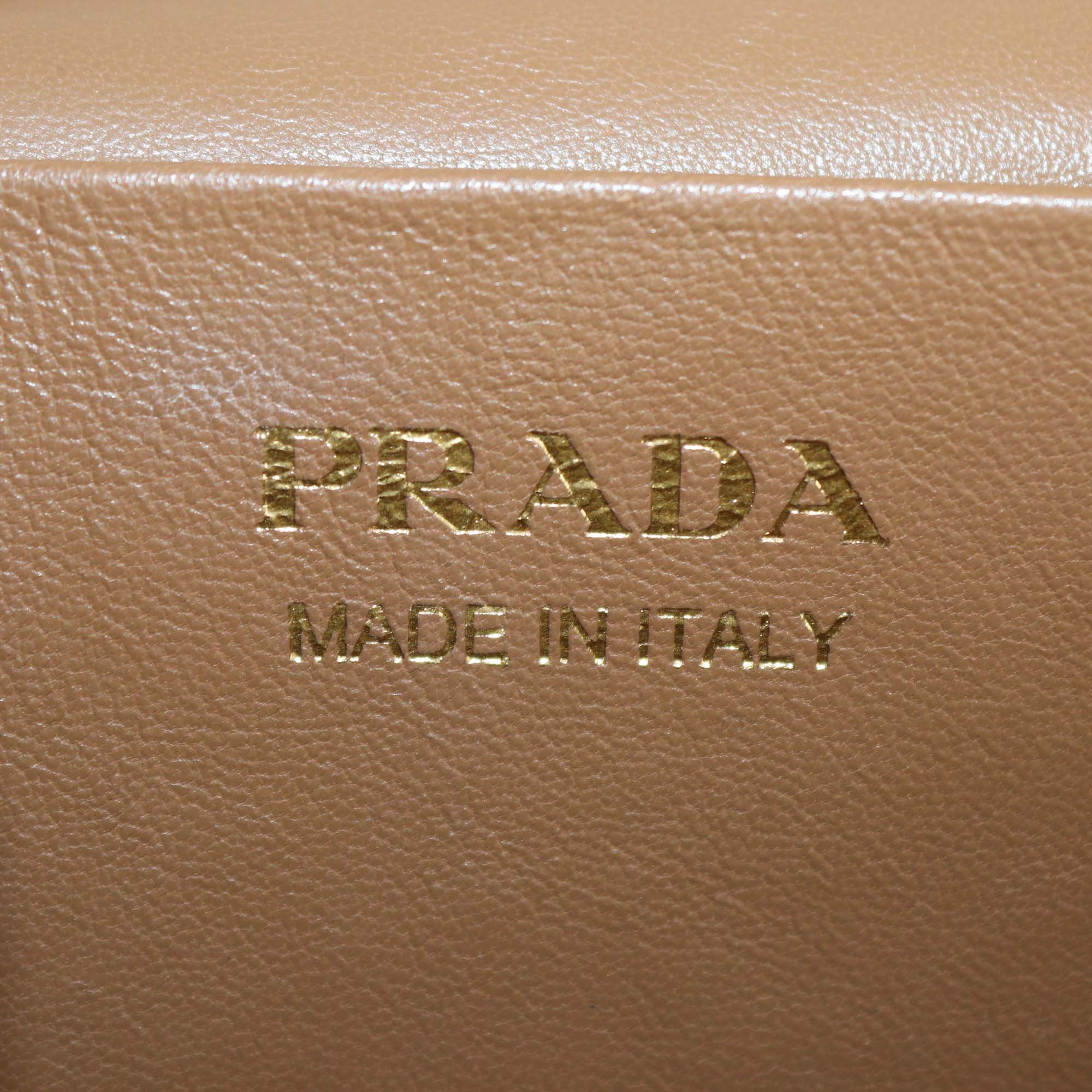 Prada White Leather Mini Vanity Top Handle Bag