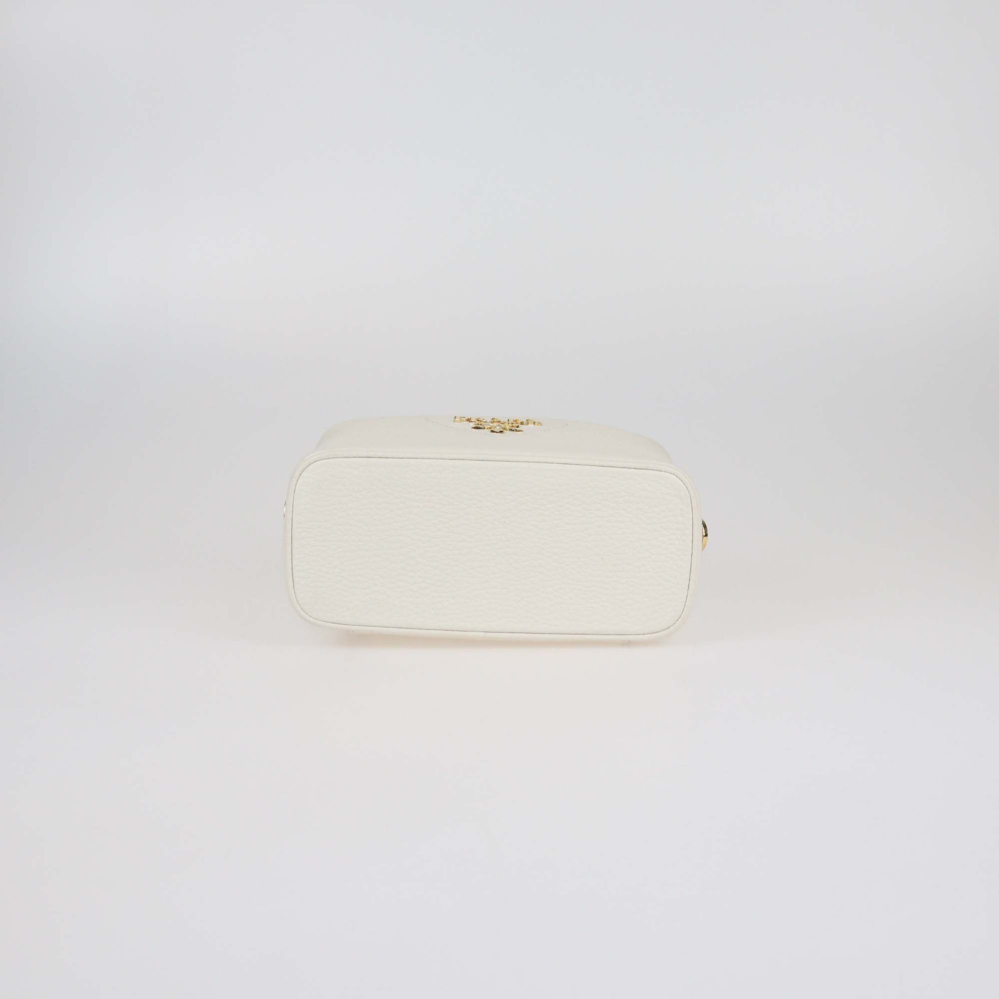 Prada White Leather Mini Vanity Top Handle Bag