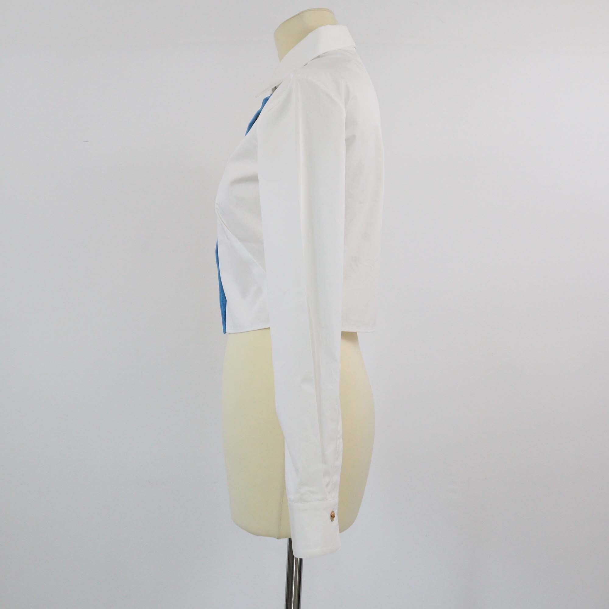 Versace White Barocco Print Cropped Longsleeve Shirt Womens Versace