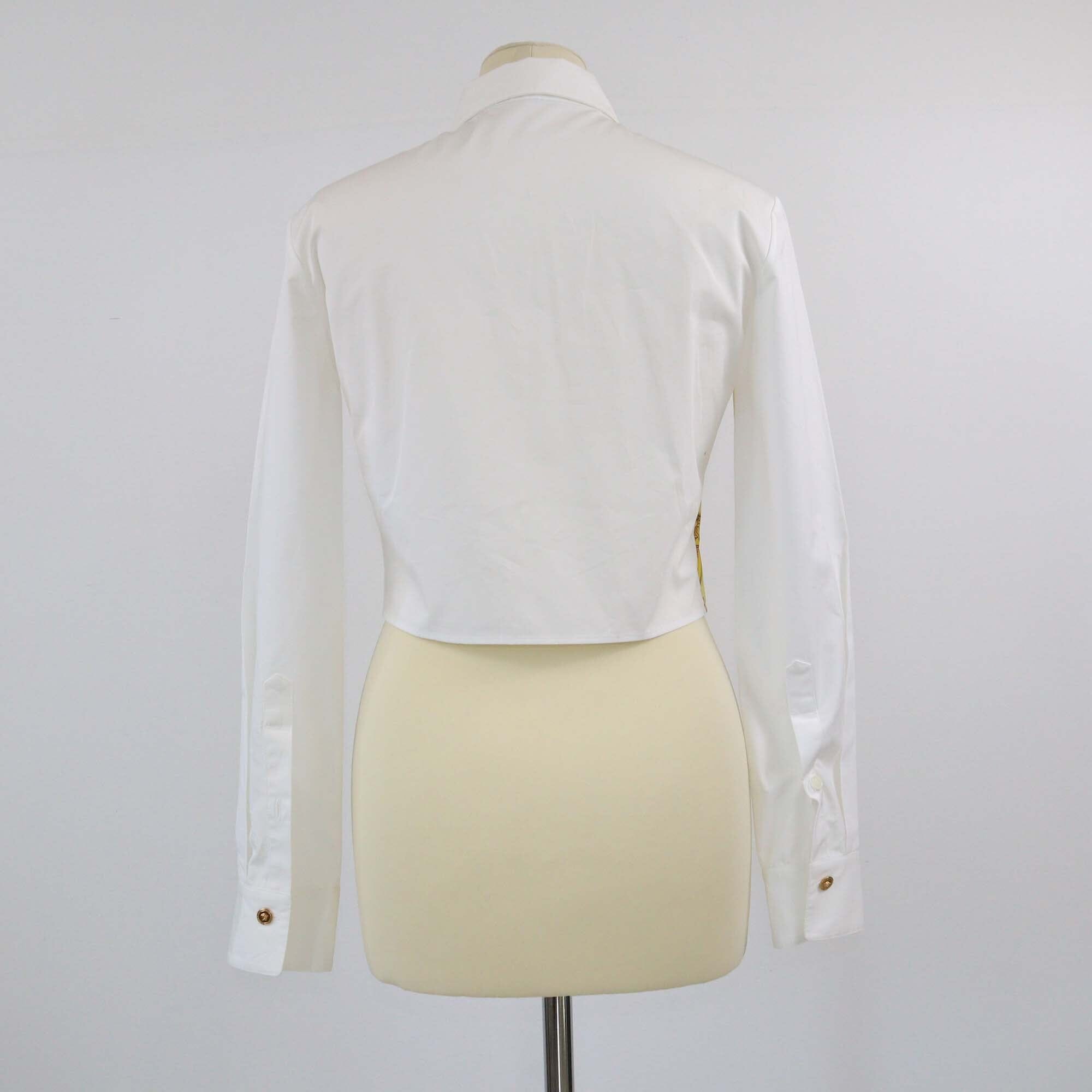 Versace White Barocco Print Cropped Longsleeve Shirt Womens Versace