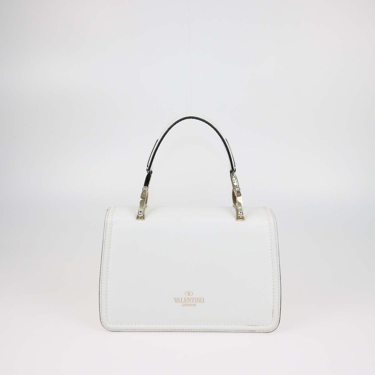 Valentino White Leather Bow Top Handle Bag