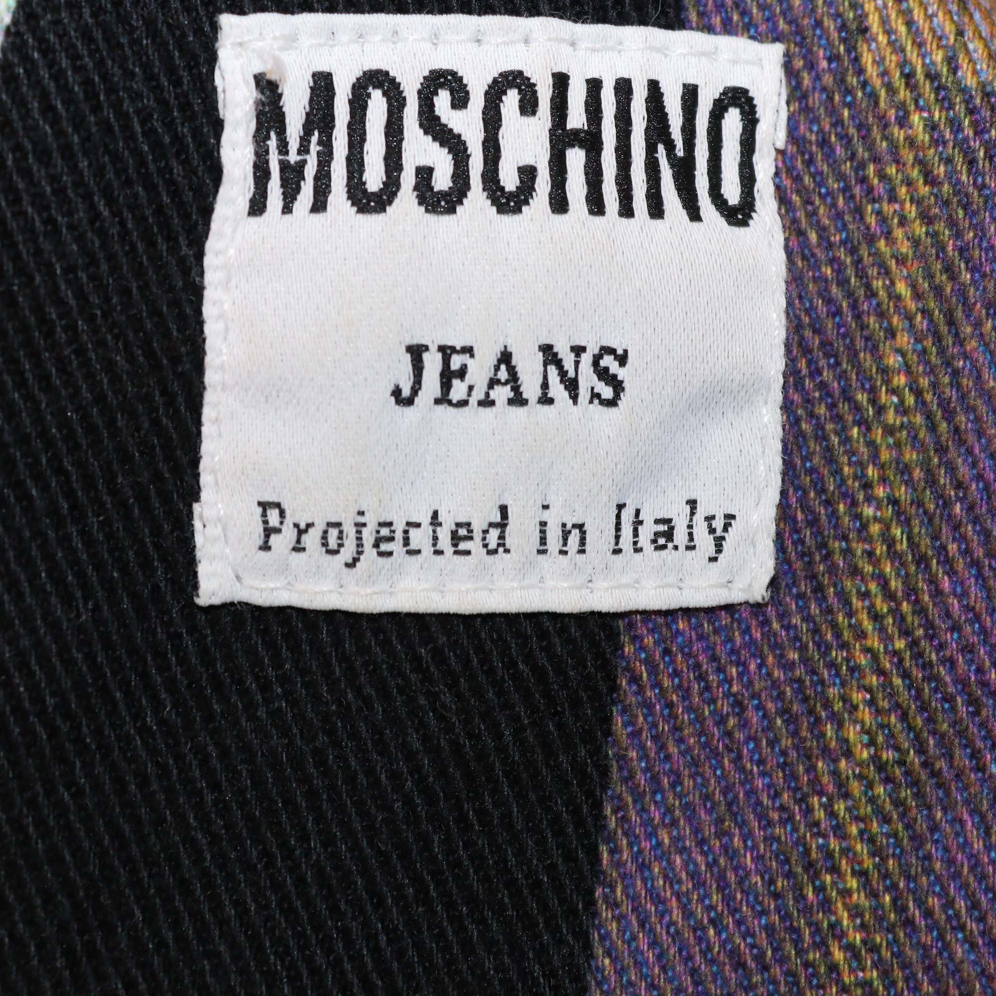 Moschino Jeans Multicolor Denim Zipper Print Vest