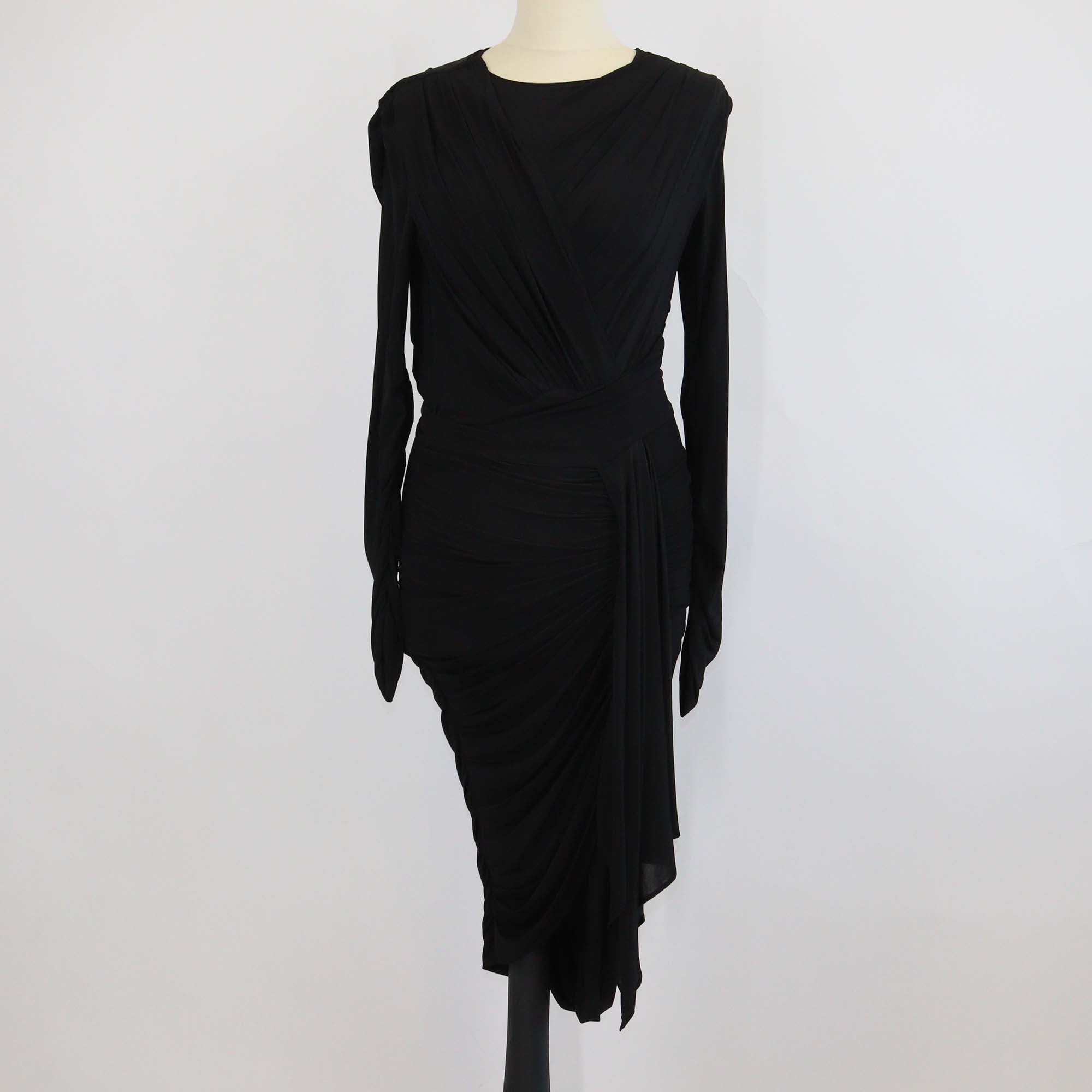 Isabel Marant Black Viscose Zorah Ruched Draped Dress