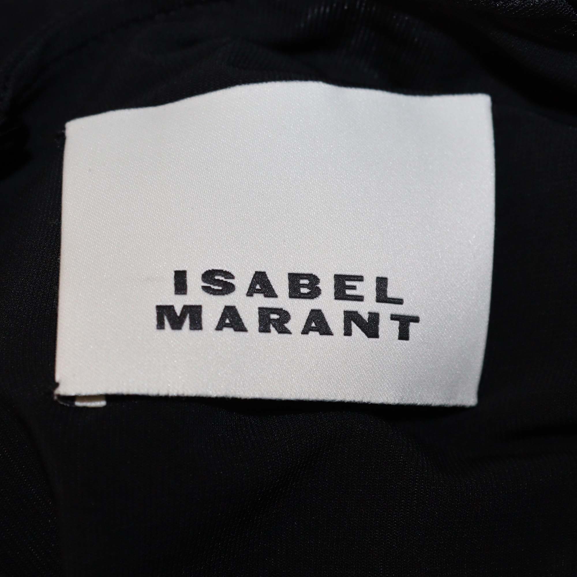 Isabel Marant Black Viscose Zorah Ruched Draped Dress