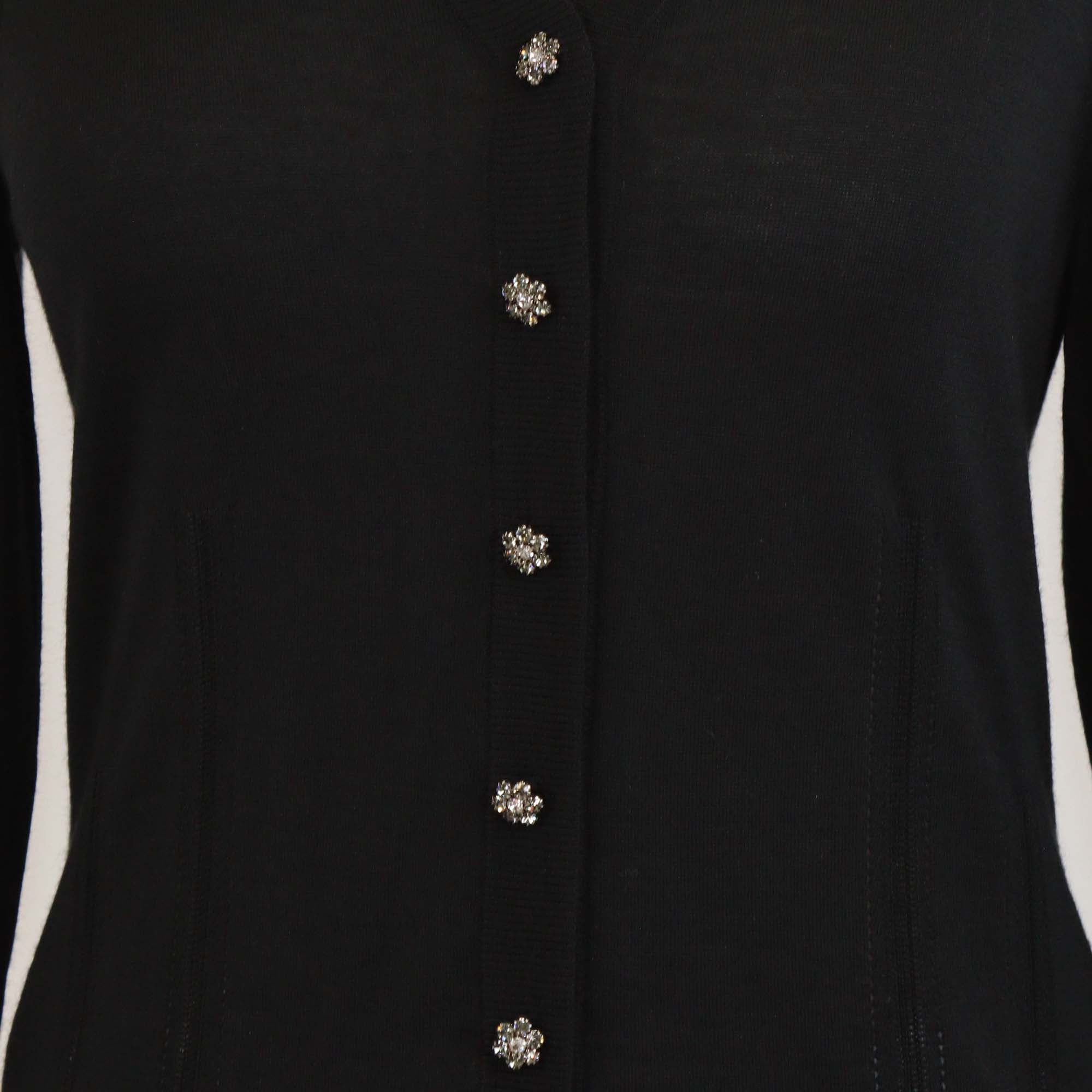 Dolce & Gabbana Black Cashmere & Silk Crystal Buttons Cardigan