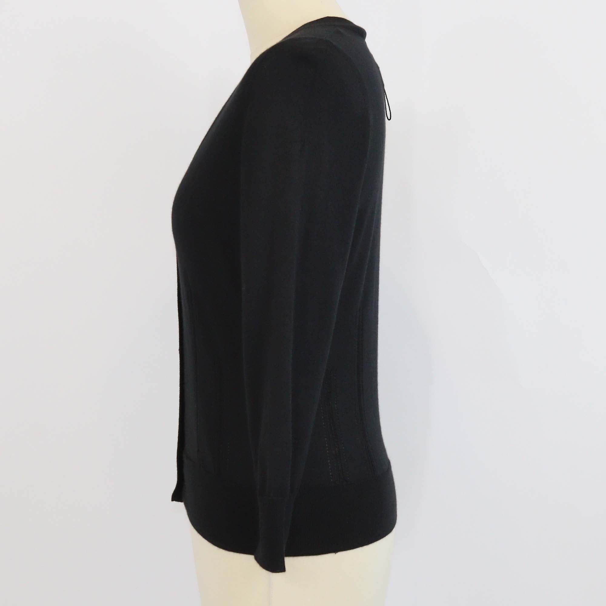 Dolce & Gabbana Black Cashmere & Silk Crystal Buttons Cardigan