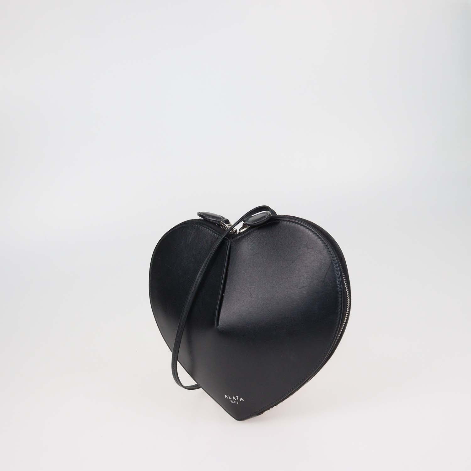Alaia Black Leather Le Coeur Shoulder Bag