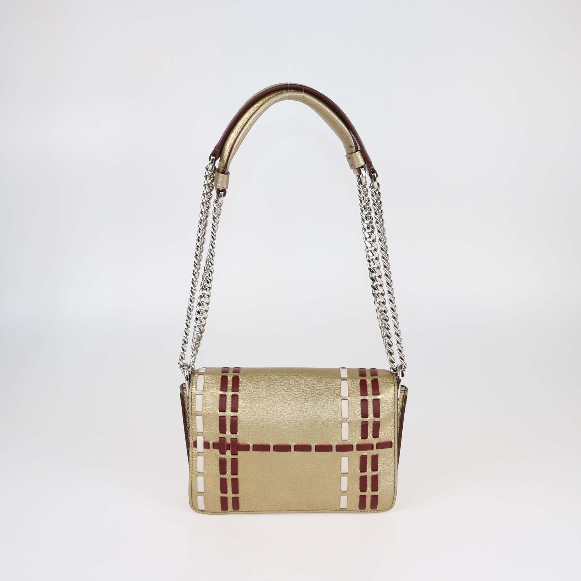 Tod's Gold/Multicolor Leather Double T Shoulder Bag