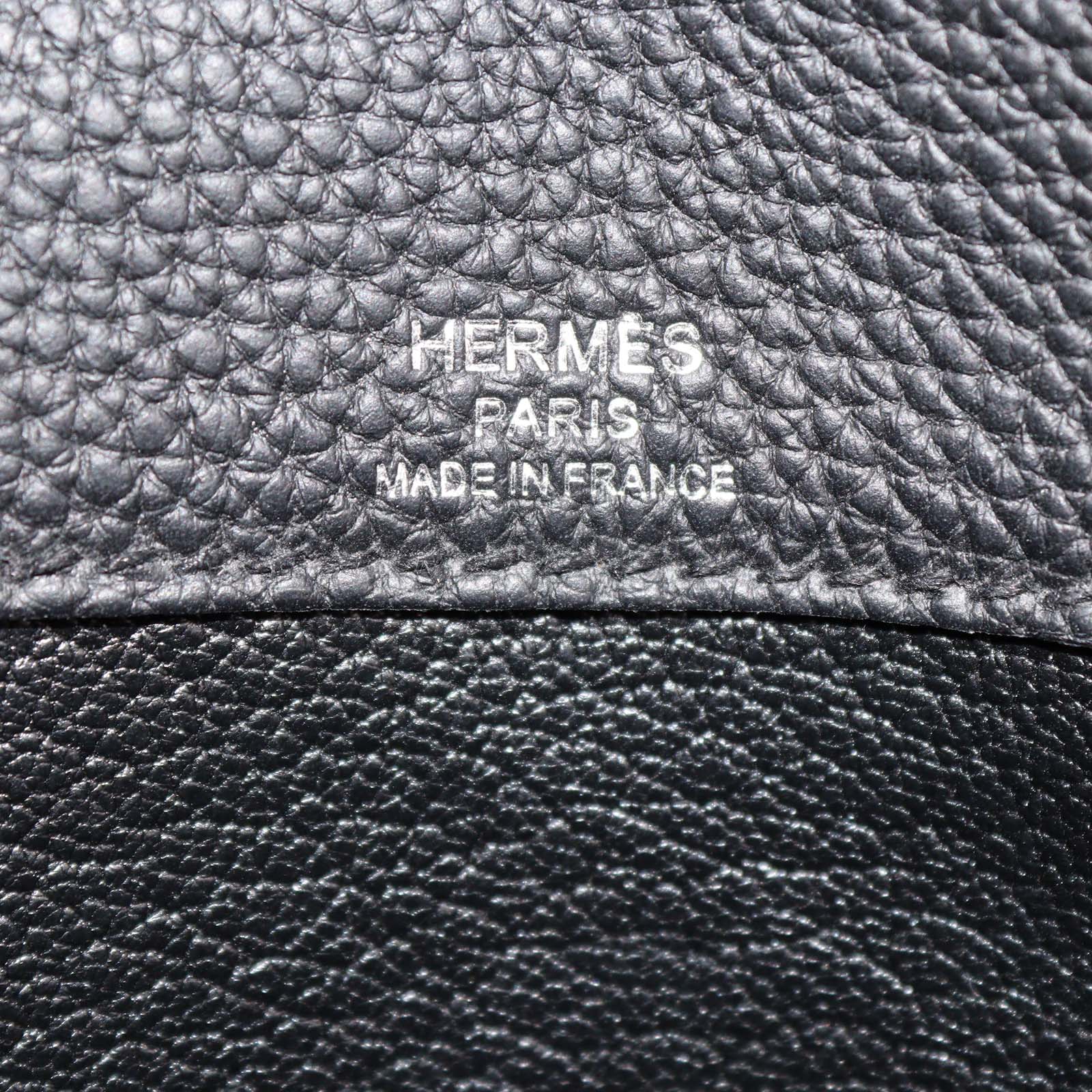 Hermes Black Togo Leather and Canvas Kelly Depeches 25 Pouch