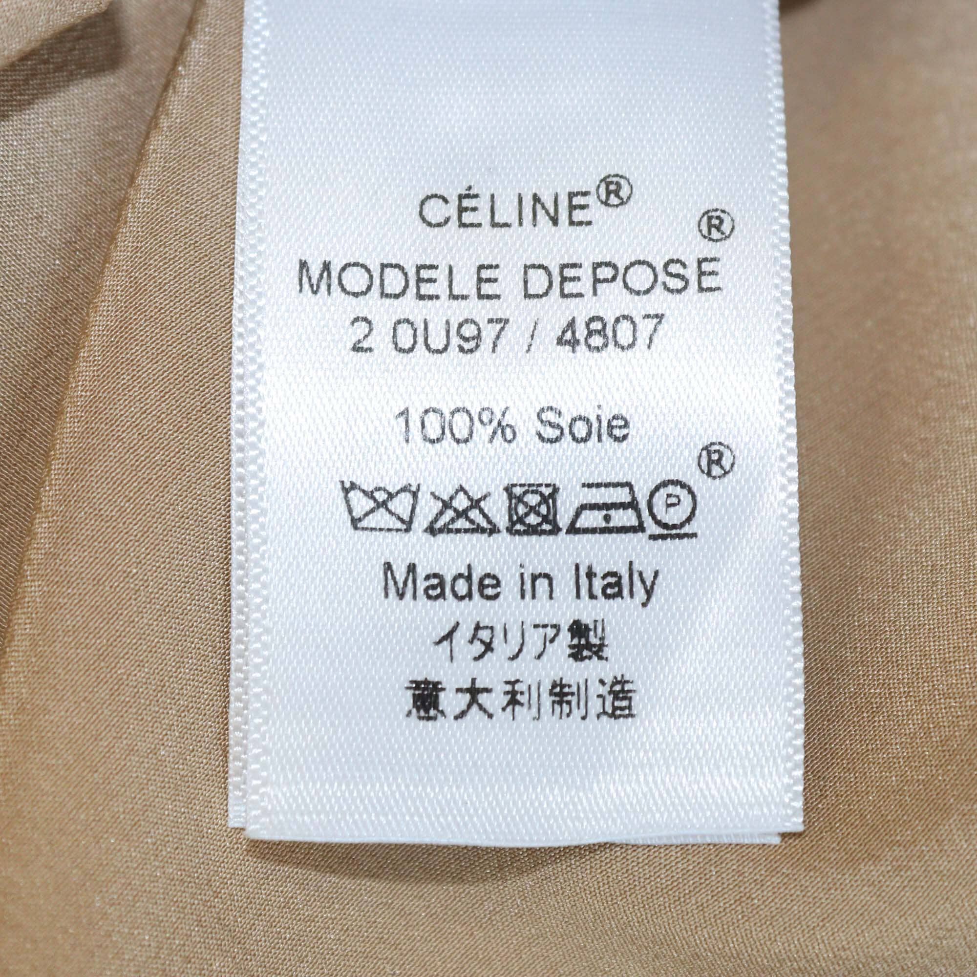 Celine Brown Pocket Detail Mulberry Long Sleeve Silk Shirt Womens Celine