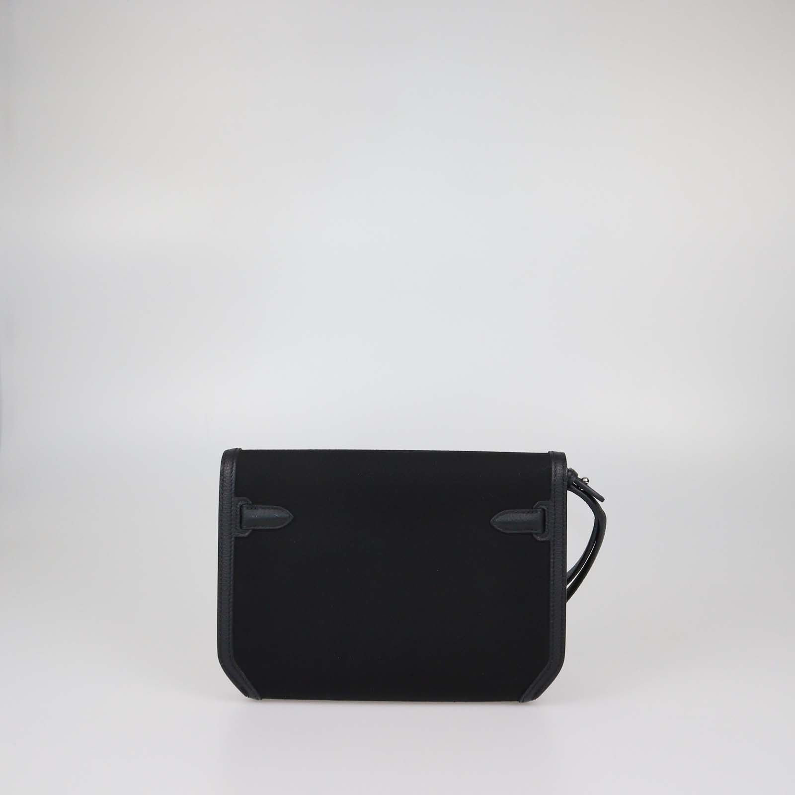 Hermes Black Togo Leather and Canvas Kelly Depeches 25 Pouch