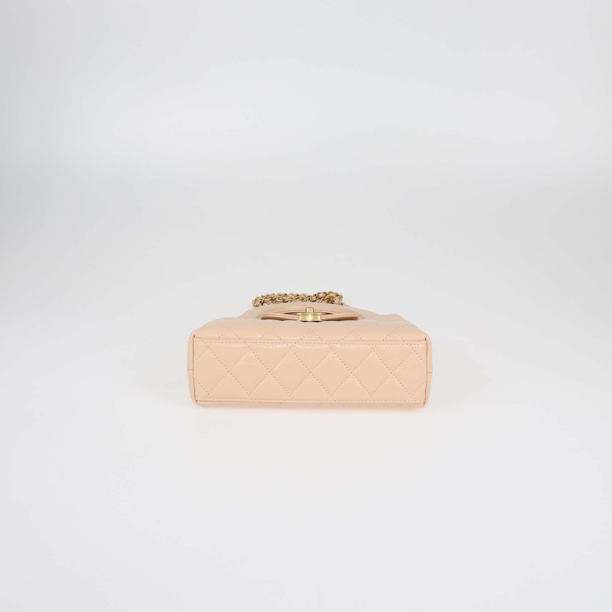 Chanel Blush Pink Quilted Leather Mini Kelly Top Handle Bag