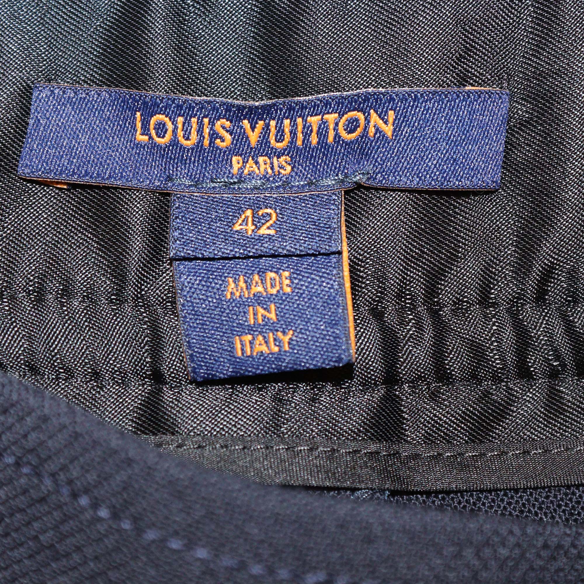 Louis Vuitton Navy Blue Wool with Bow Leather Mini Short