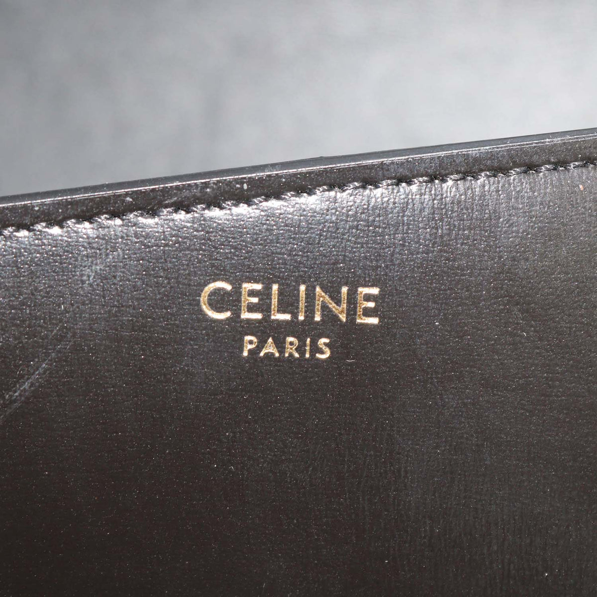 Celine Black Leather Logo Asymmetric Clutch