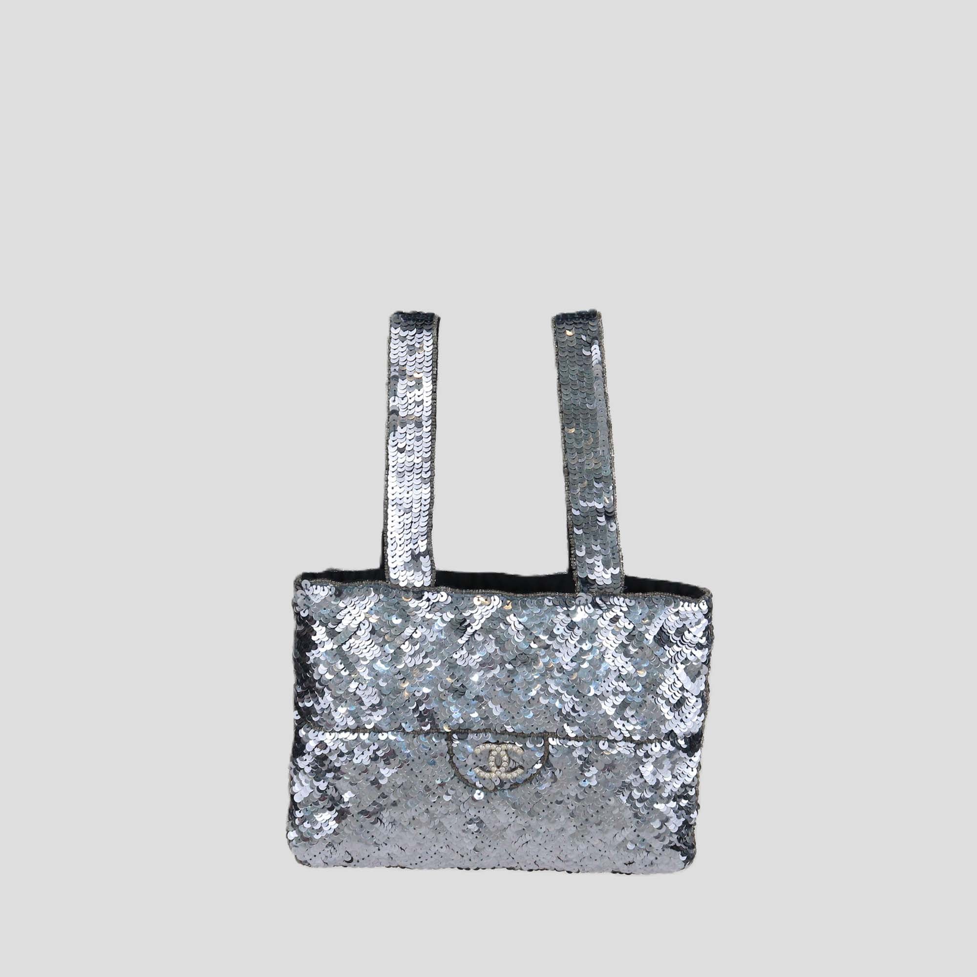 Chanel Metallic Sequins and Fabric Mini Trompe Le'oeil Tote