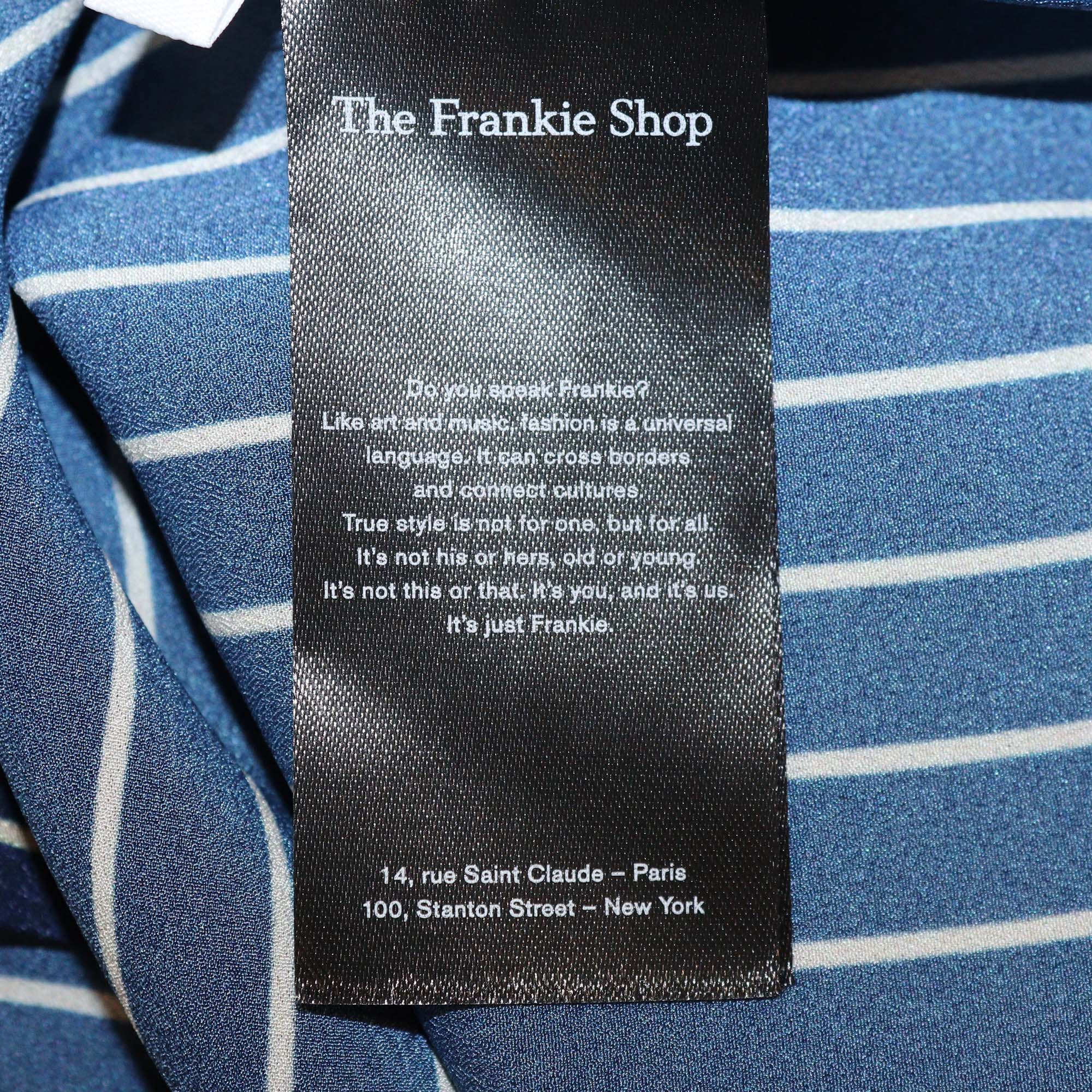 The Frankie Shop Navy/Beige Pinstripe Lui Shirt and Boxer Shorts Set