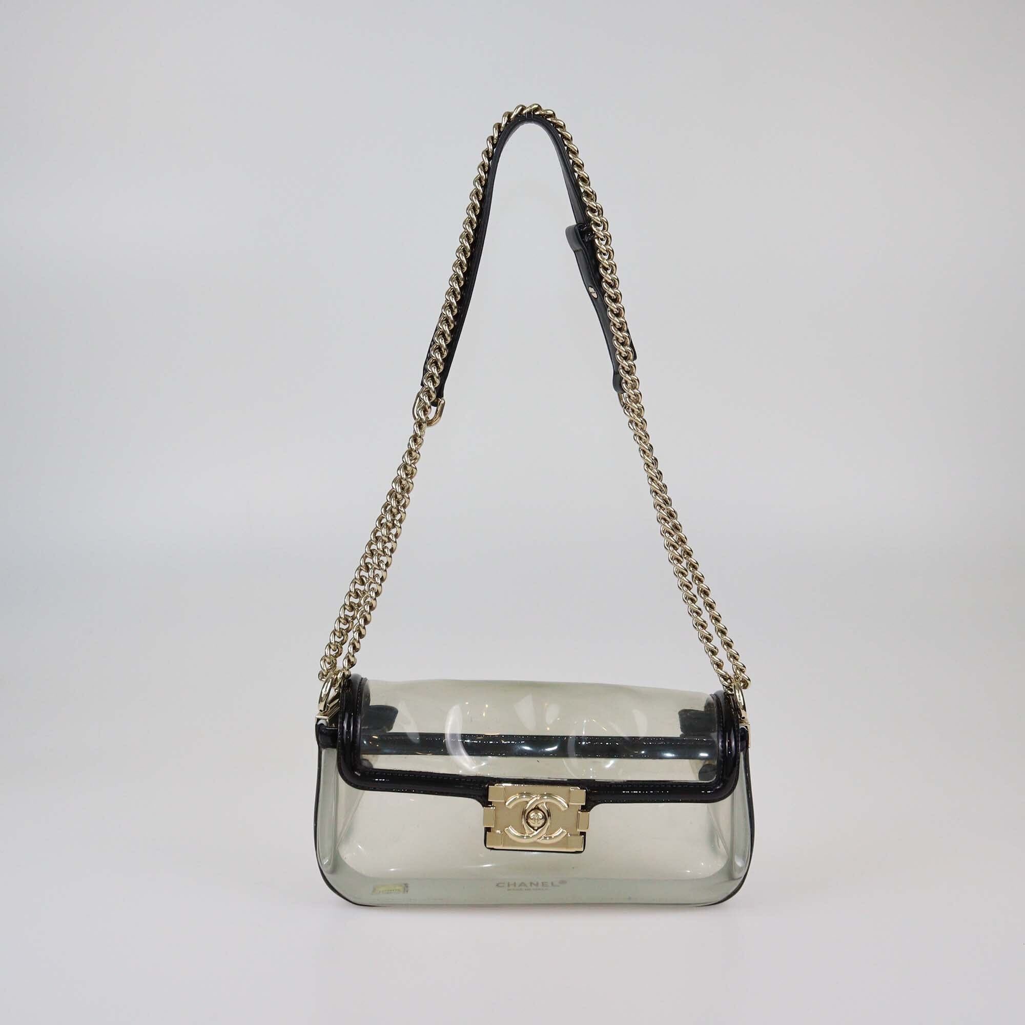 Chanel Black Transparent Vinyl Naked PVC Boy Flap Bag Womens Chanel