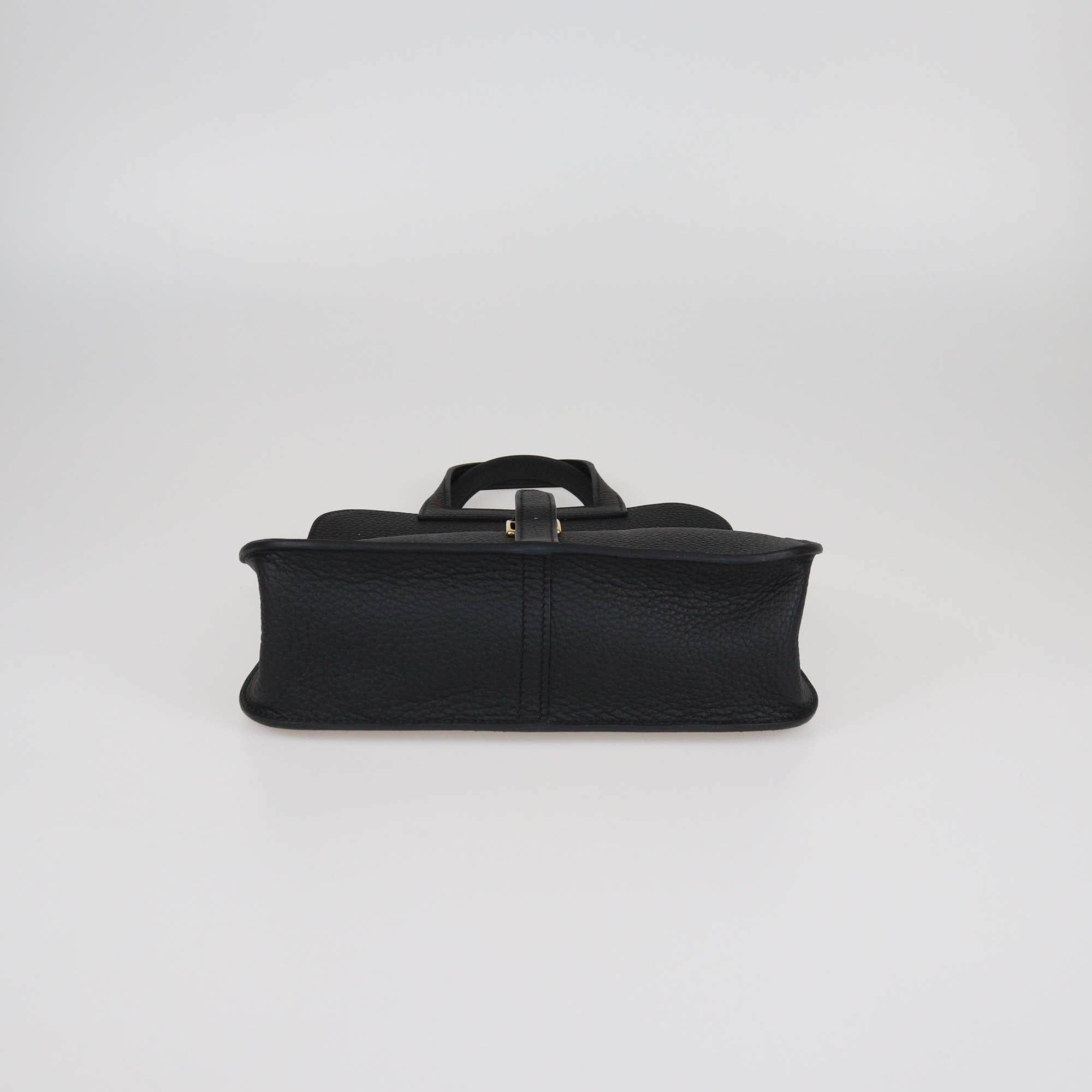 Hermes Black Clemence Leather Sac Halzan 25 Bag