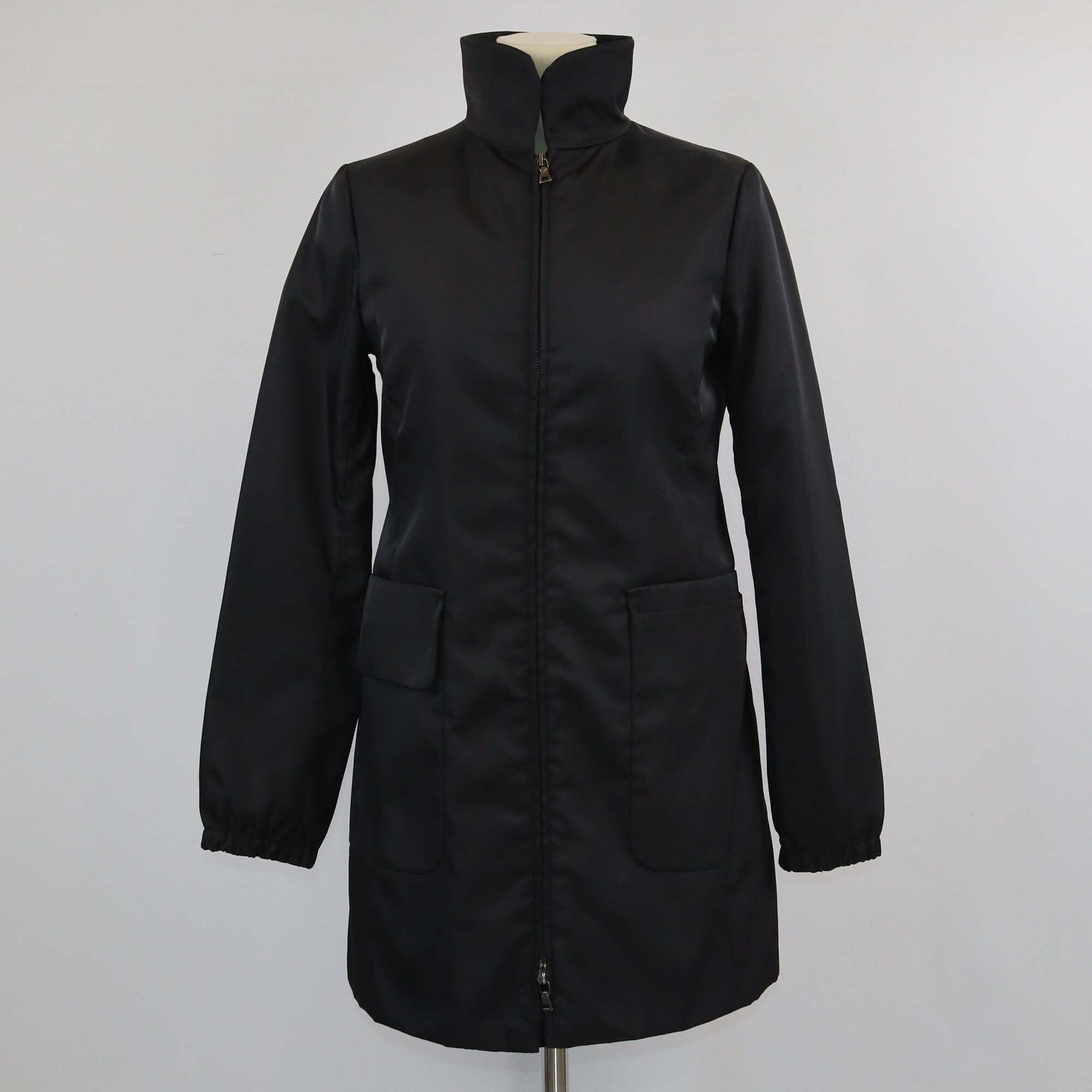 Prada Sport Black Zip & Pocket Detailed Bomber Jacket Womens Prada