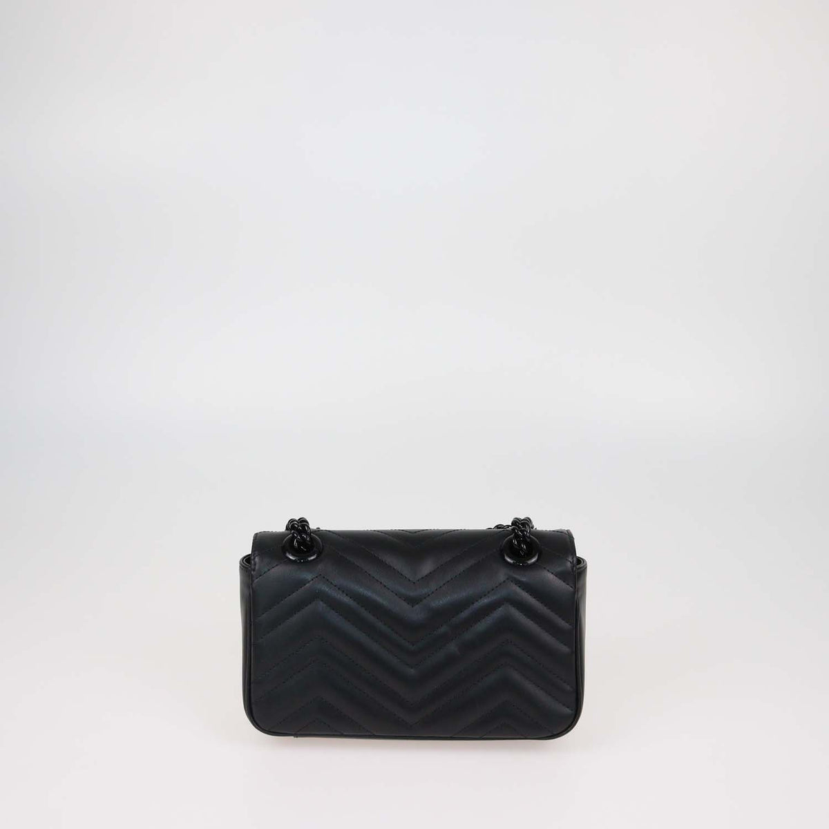 Gucci Black Matelasse Leather Mini GG Marmont Shoulder Bag