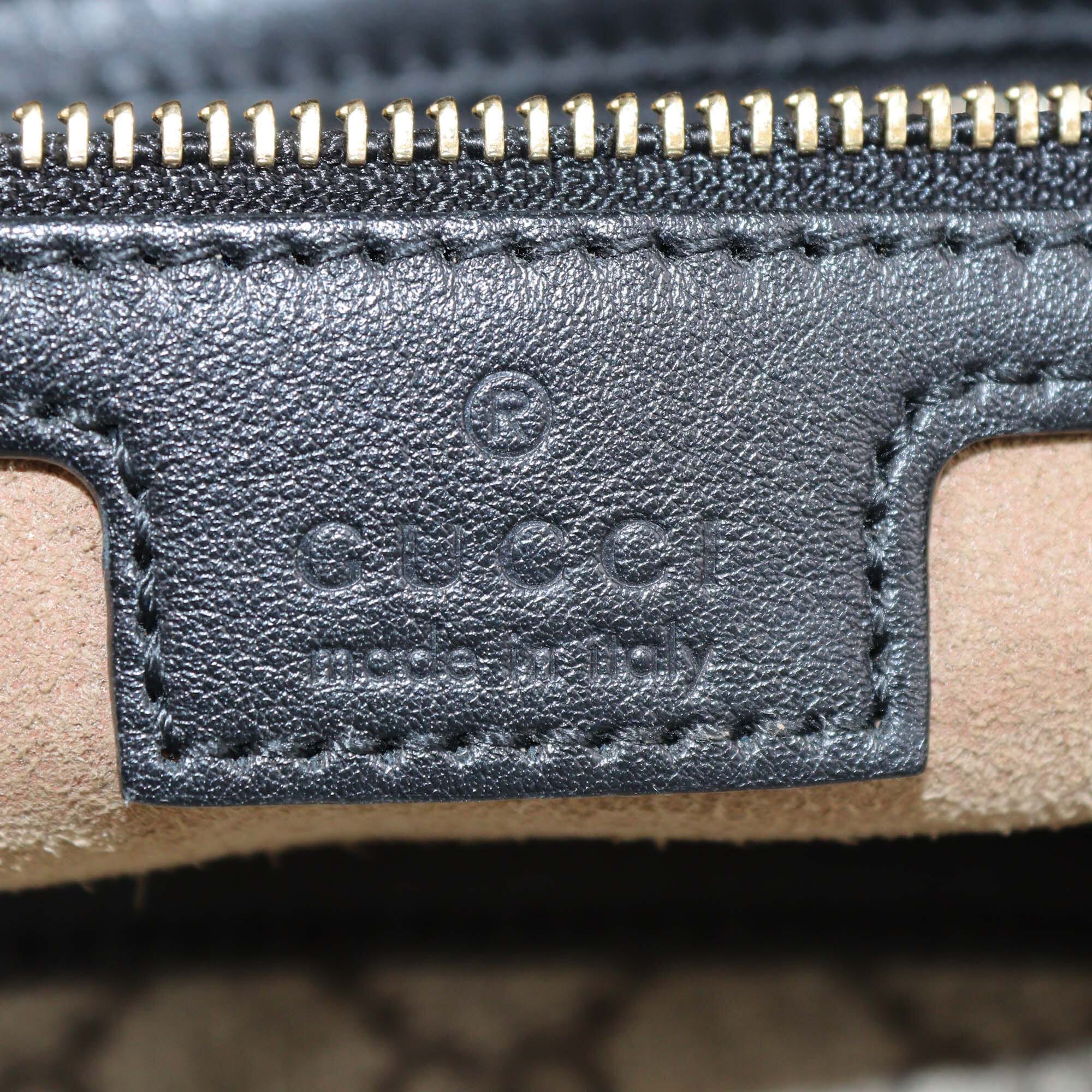 Gucci Black/Beige GG Supreme Canvas Medium Padlock Tote Womens Gucci