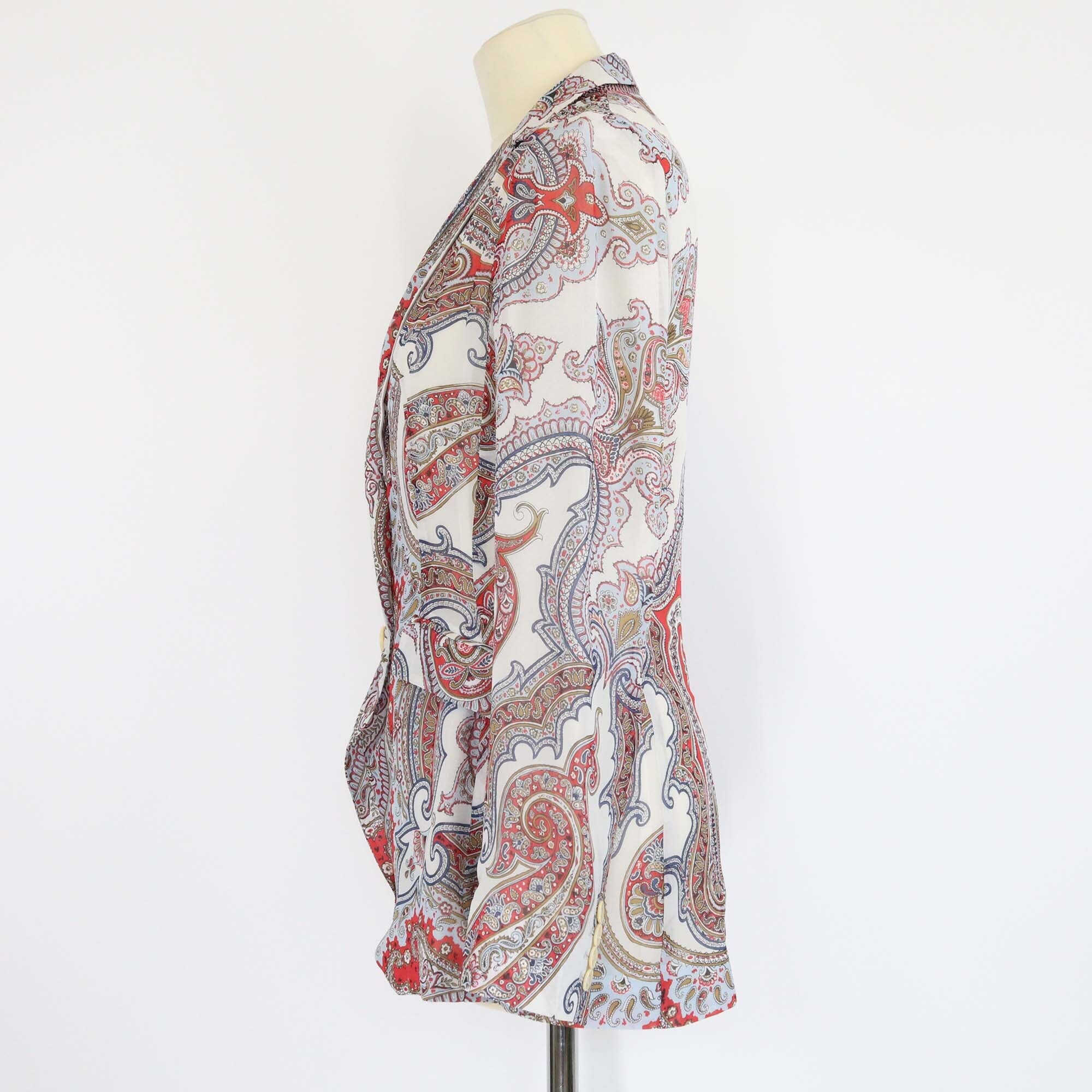 Etro Multicolor Paisley Print Silk Single Breasted Blazer Womens Etro