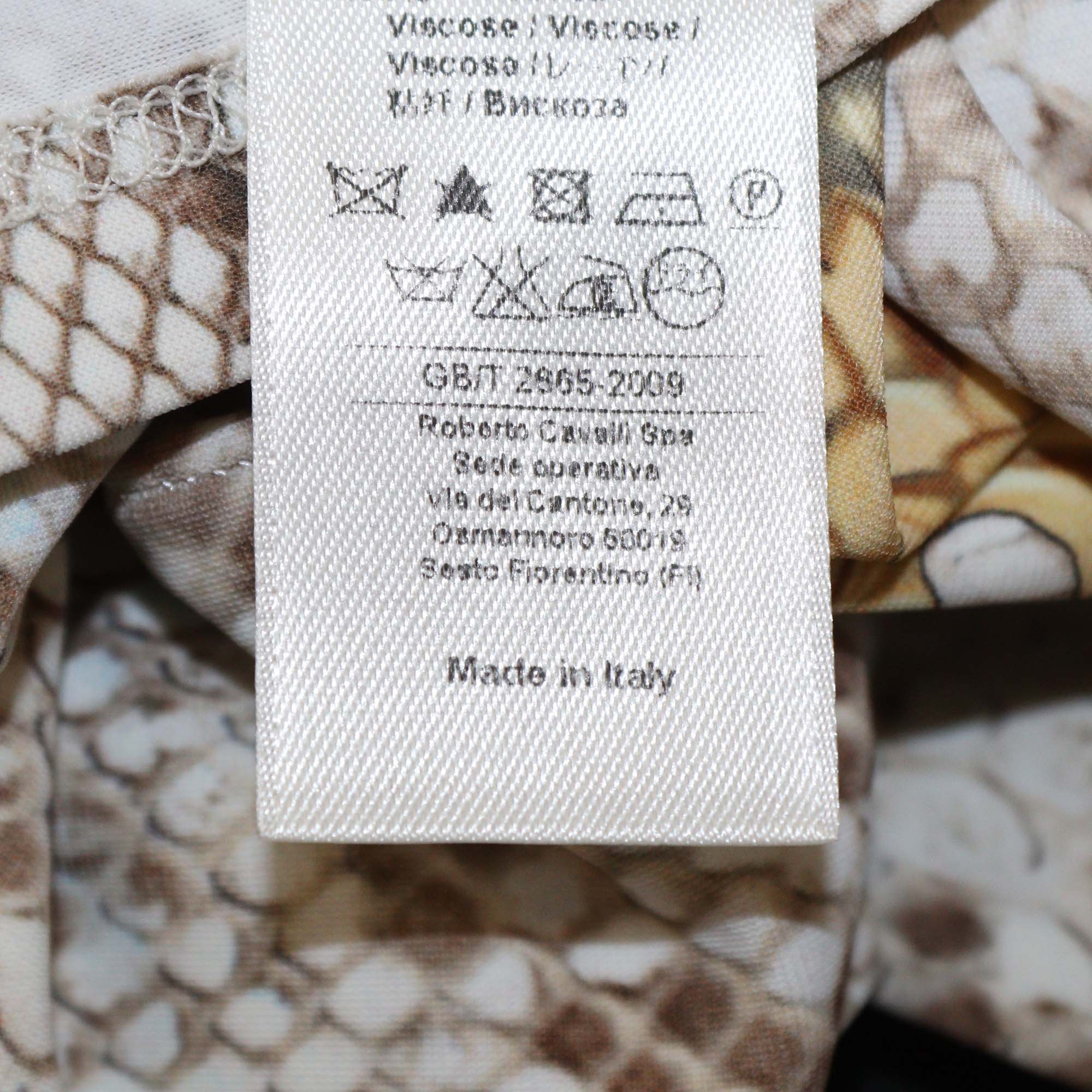 Roberto Cavalli Beige/Yellow Animal Print Sleeveless Mini Dress