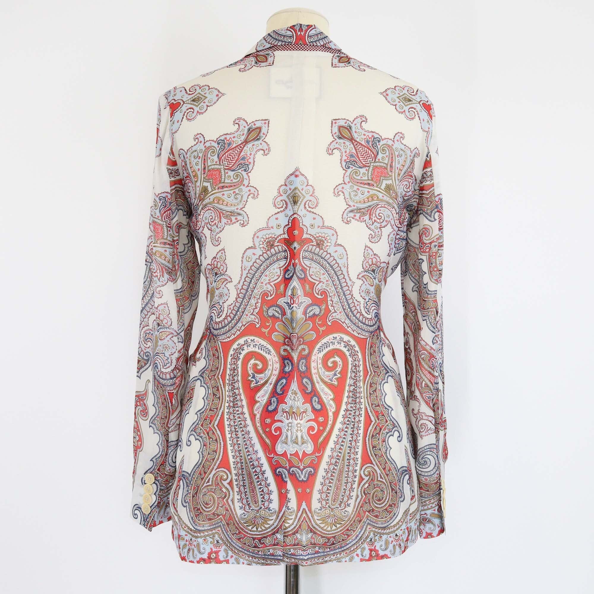 Etro Multicolor Paisley Print Silk Single Breasted Blazer Womens Etro